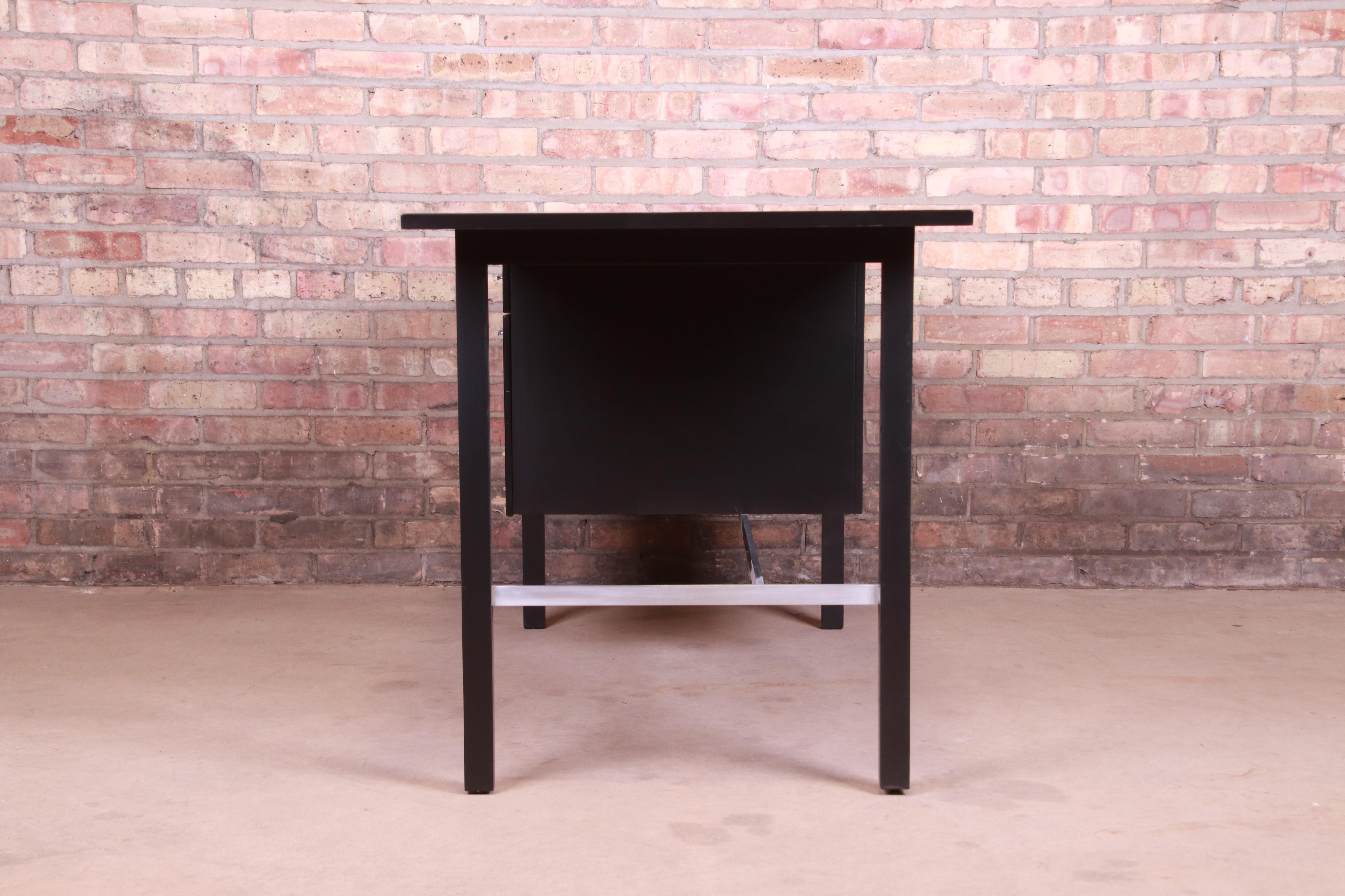 Paul McCobb for Calvin Black Lacquered Desk, Newly Refinished 4