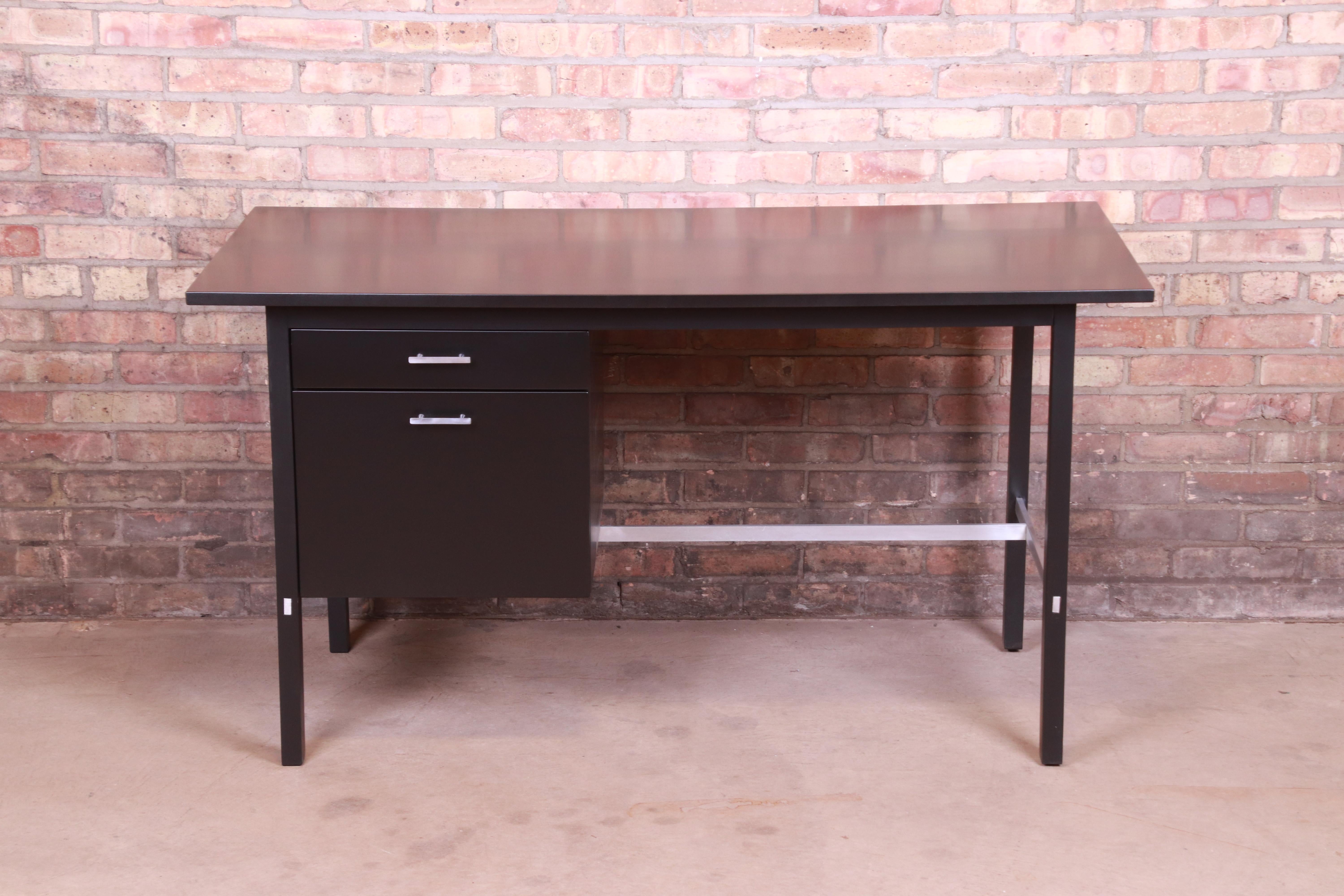 Mid-Century Modern Paul McCobb for Calvin Black Lacquered Desk, Newly Refinished