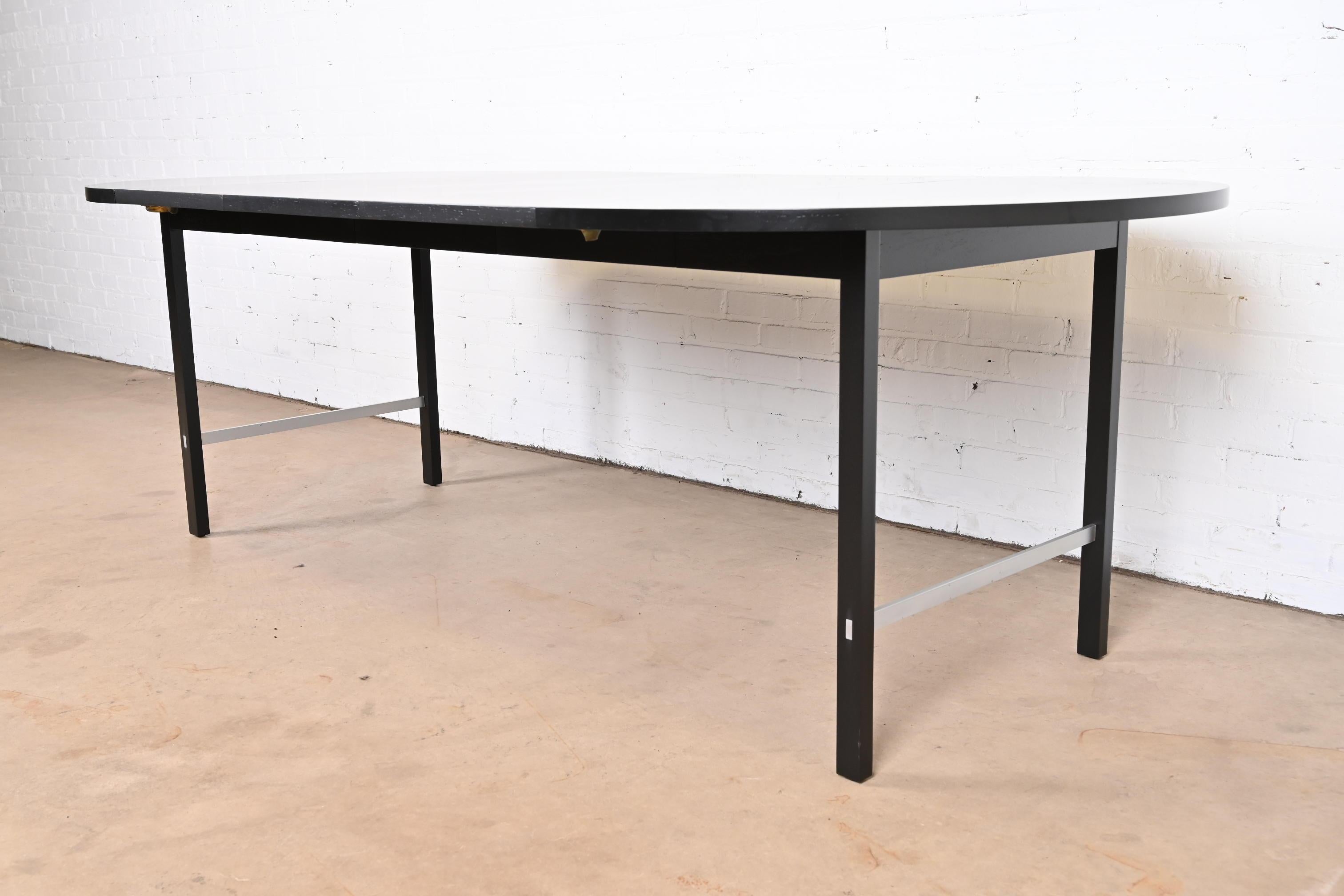 Mid-Century Modern Paul McCobb for Calvin Black Lacquered Extension Dining Table, Newly Refinished For Sale
