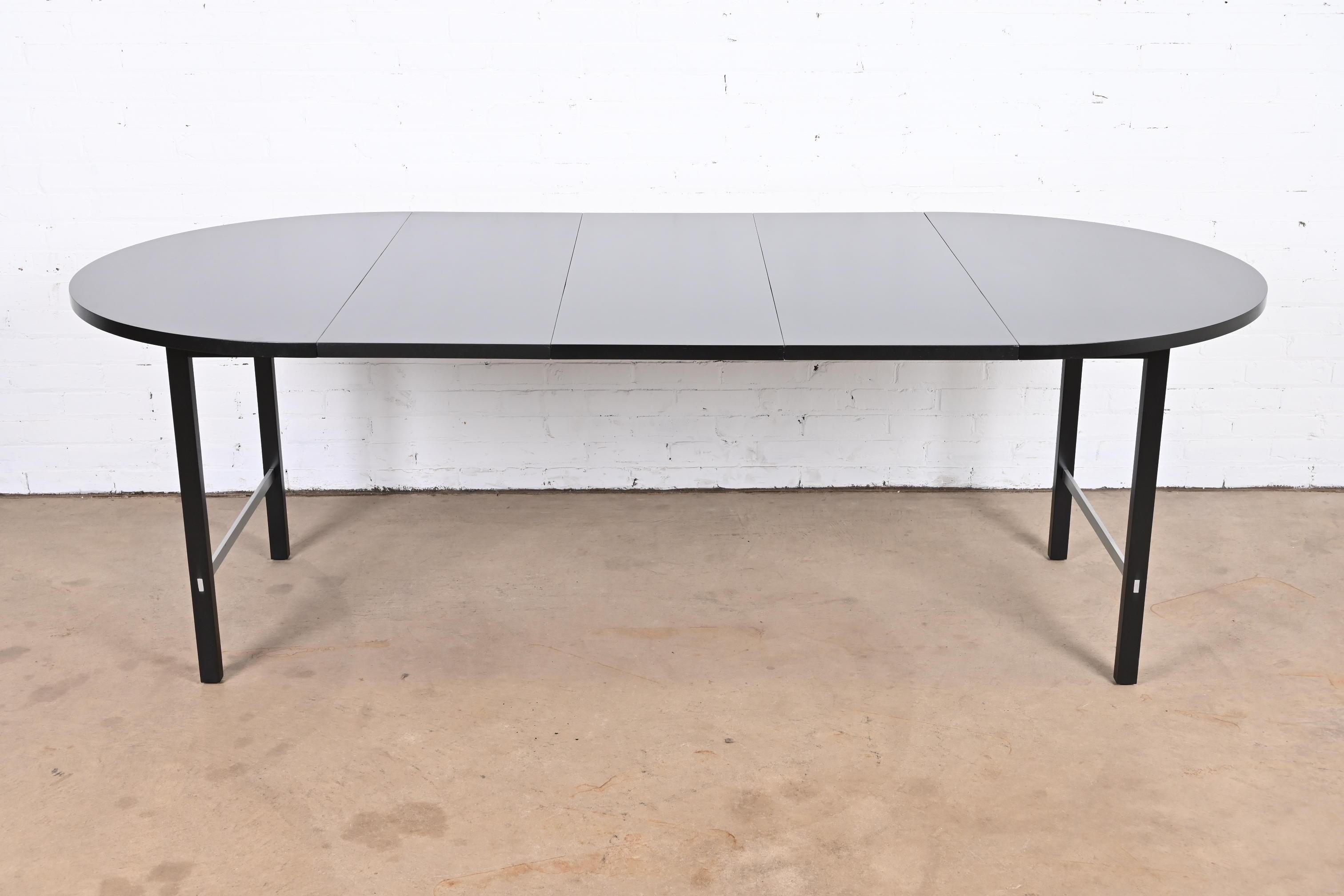 American Paul McCobb for Calvin Black Lacquered Extension Dining Table, Newly Refinished For Sale