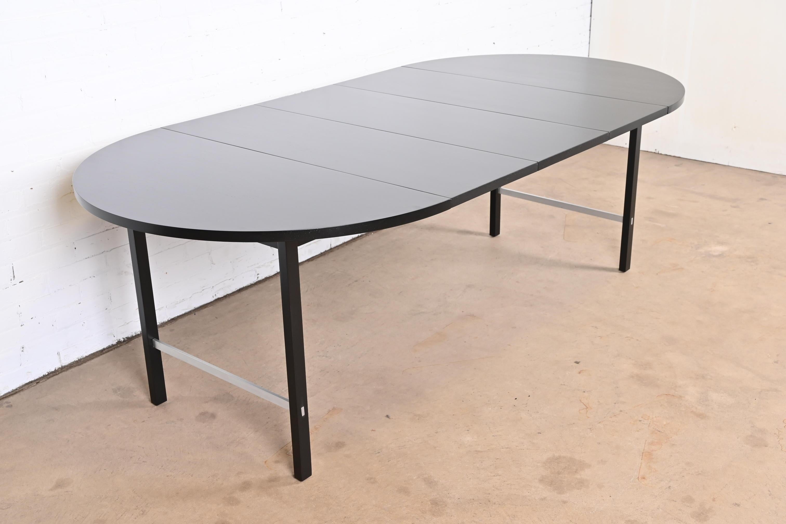 Mid-20th Century Paul McCobb for Calvin Black Lacquered Extension Dining Table, Newly Refinished For Sale