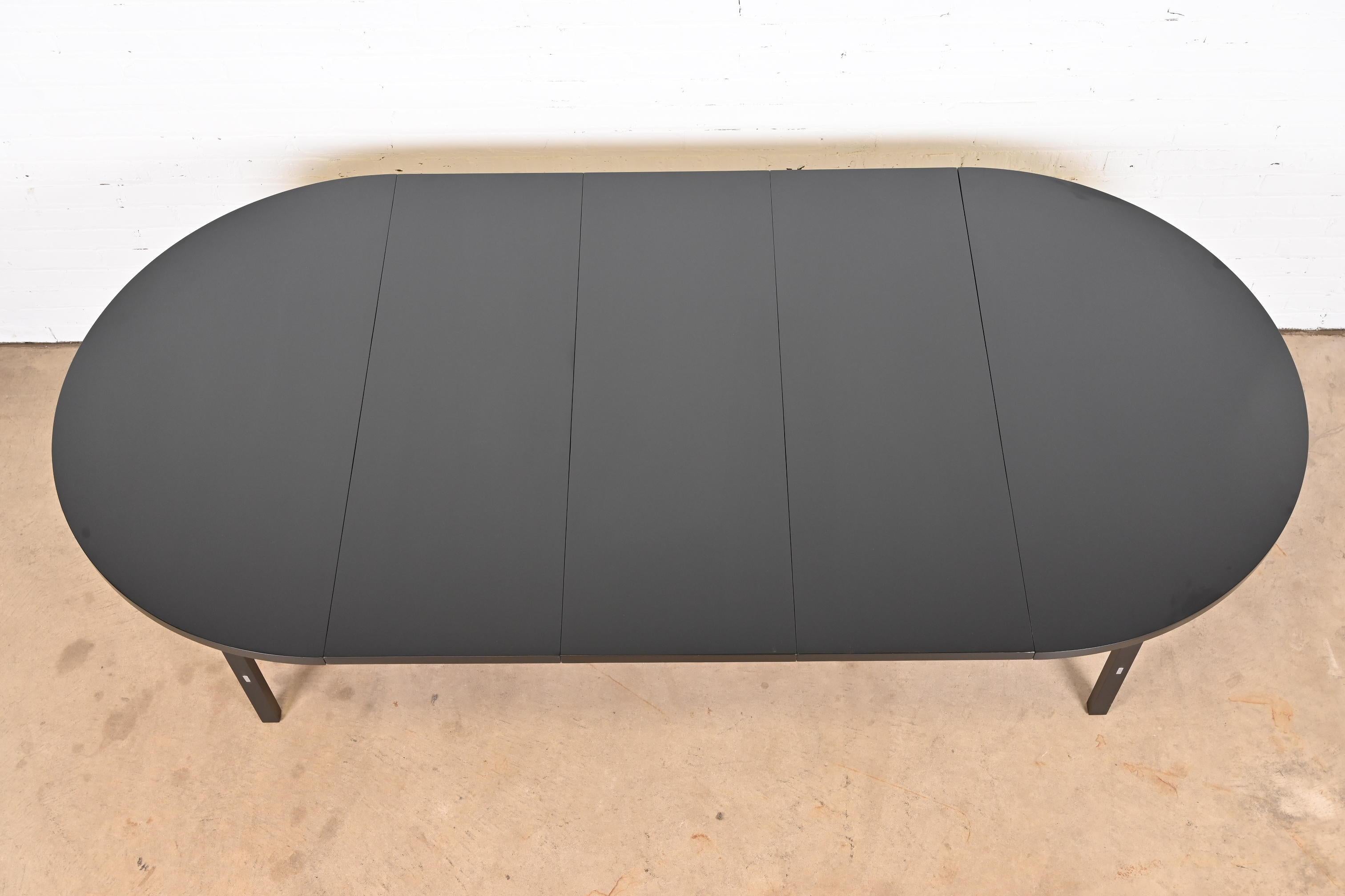 Paul McCobb for Calvin Black Lacquered Extension Dining Table, Newly Refinished For Sale 1