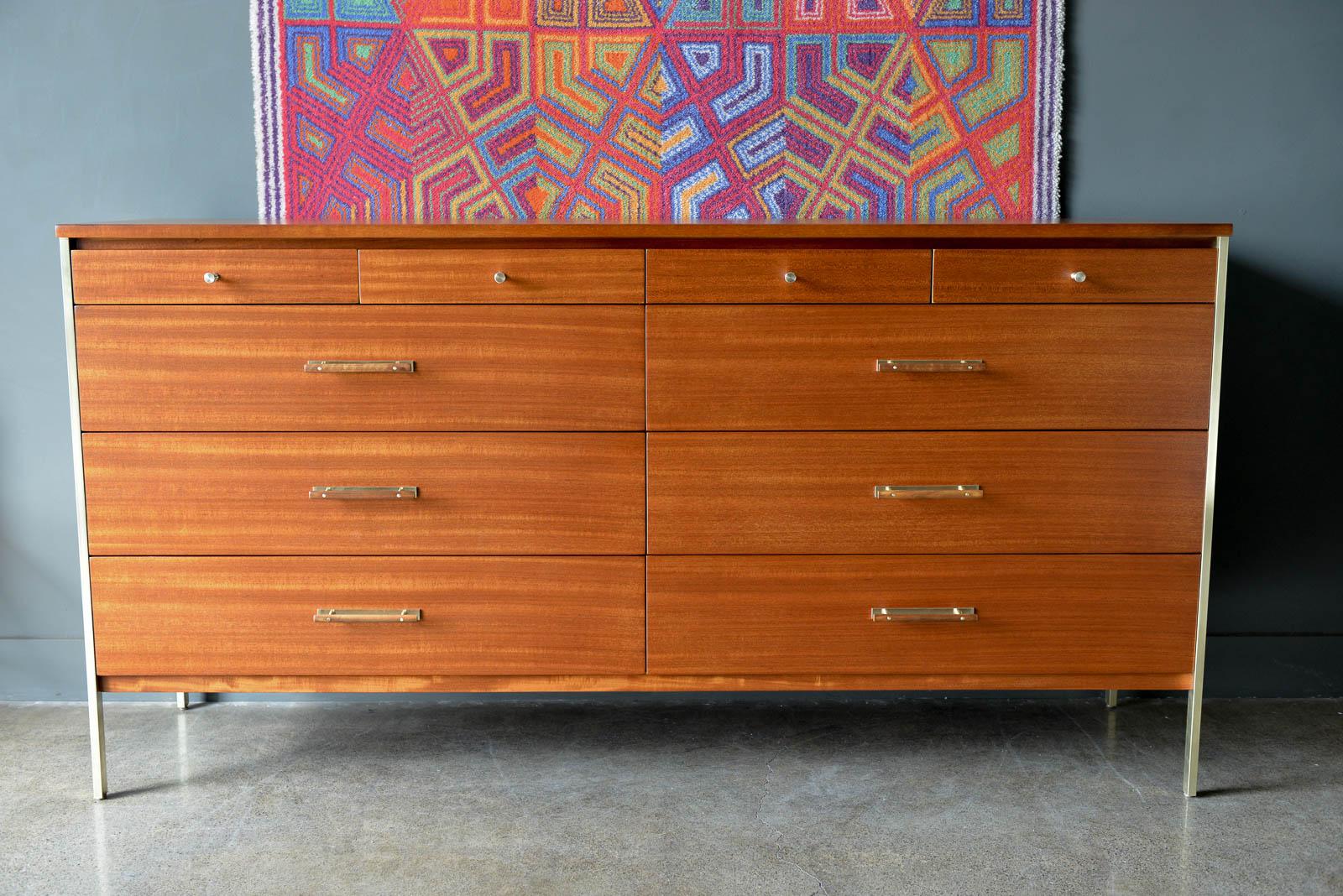 Mid-Century Modern Paul McCobb for Calvin Brass and Mahogany 10 Drawer Credenza, ca. 1960