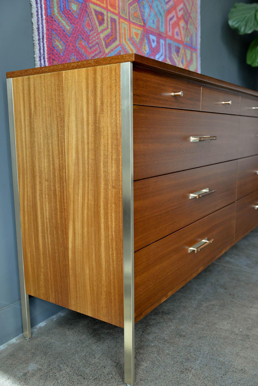 Paul McCobb for Calvin Brass and Mahogany 10 Drawer Credenza, ca. 1960 3