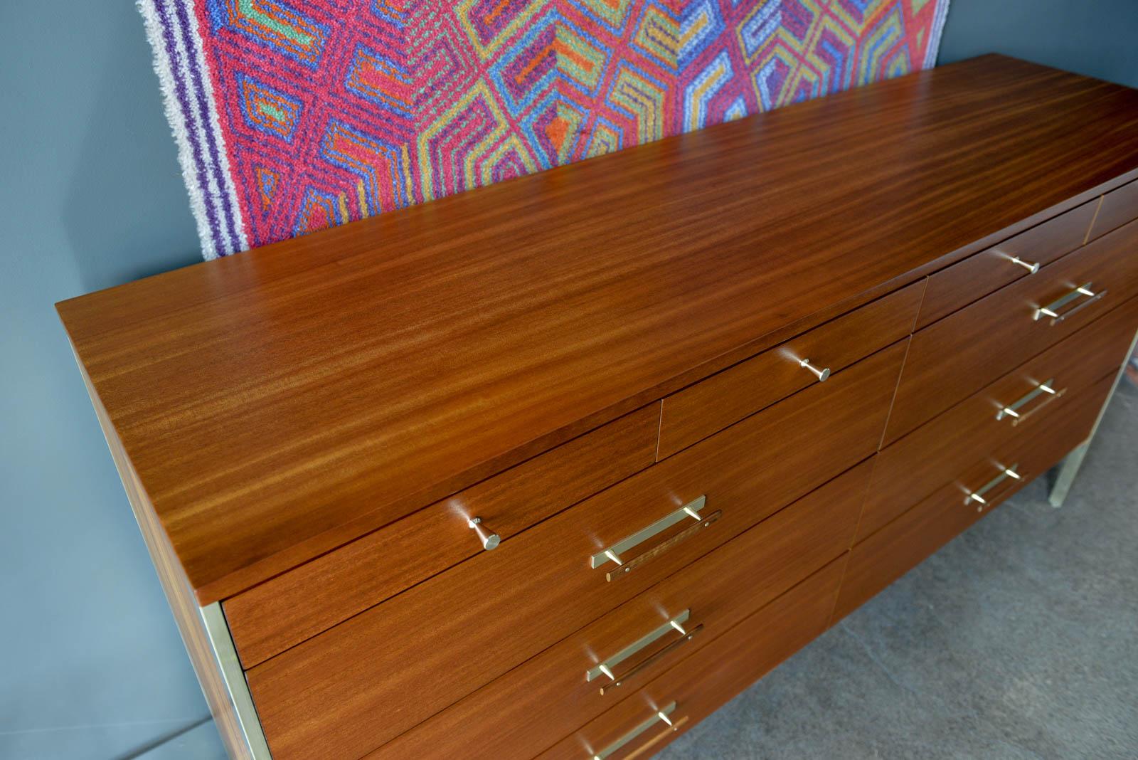 Paul McCobb for Calvin Brass and Mahogany 10 Drawer Credenza, ca. 1960 1