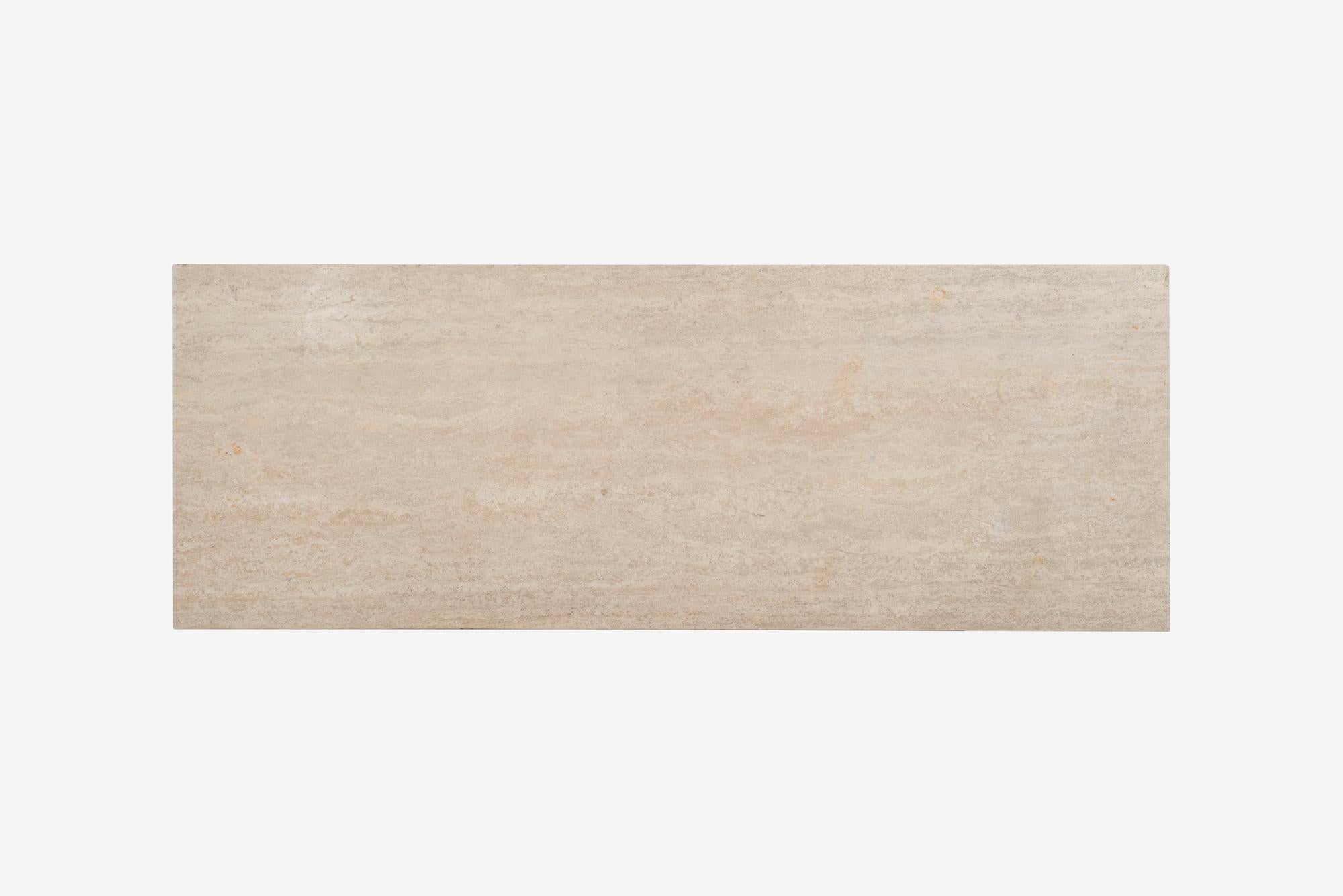 Paul McCobb for Calvin Brass, Walnut and Travertine Marble Slab-Top For Sale 8