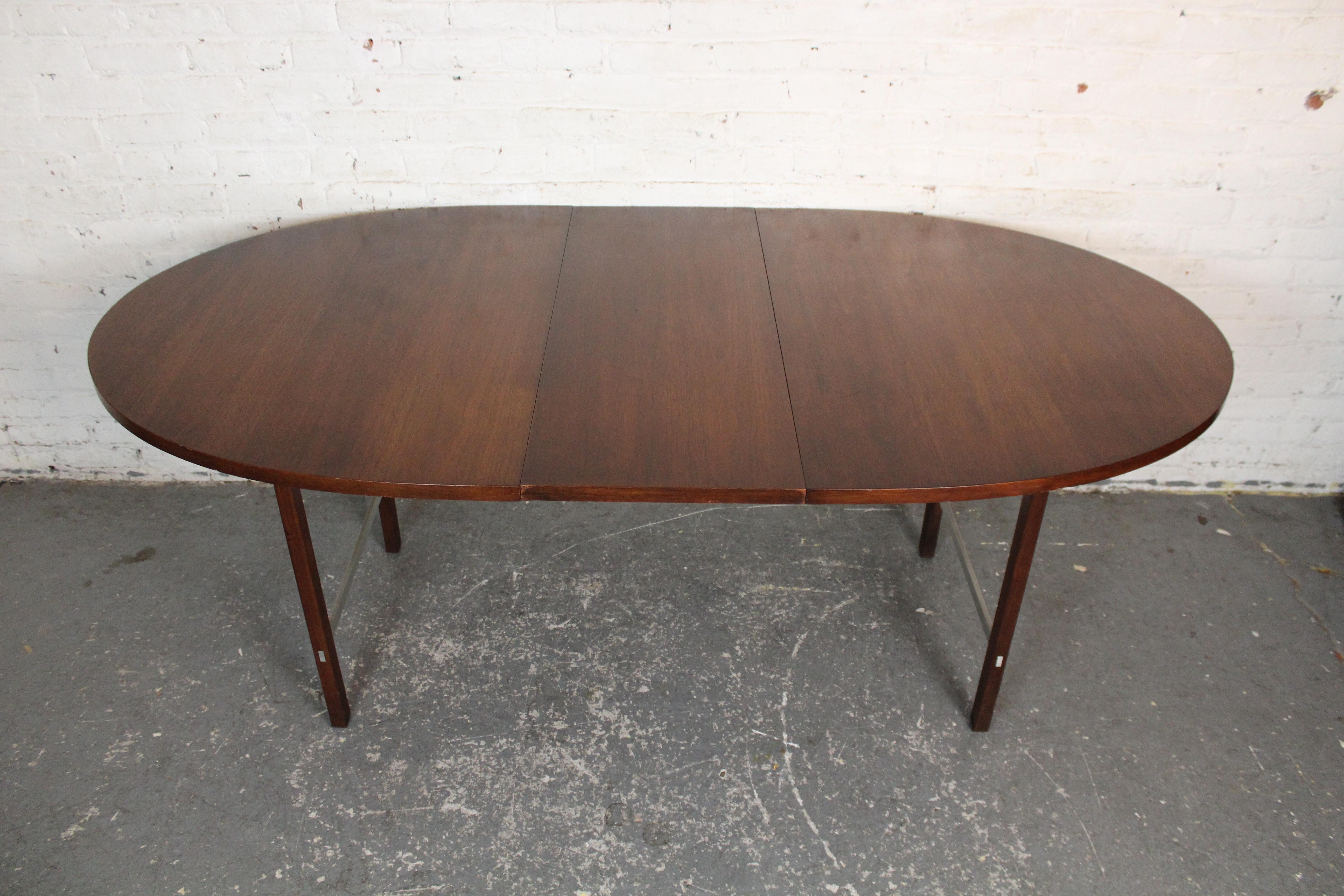 Aluminum Paul McCobb for Calvin Extendable Walnut Dining Table For Sale