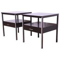 Paul McCobb for Calvin Furniture Black Lacquered Nightstands, Newly Refinished