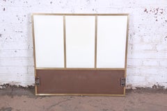 Paul McCobb for Calvin Furniture Brass and Naugahyde Twin Size Headboard