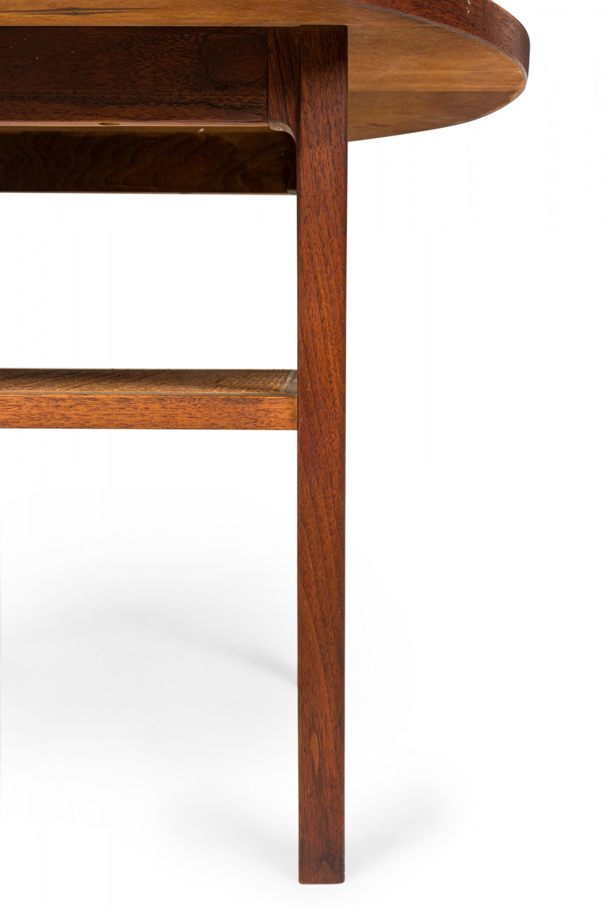 Wood Paul McCobb for Calvin Furniture Co. Circular Walnut and Cane End / Side Table For Sale
