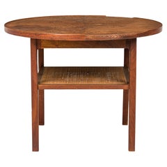 Paul McCobb for Calvin Furniture Co. Circular Walnut and Cane End / Side Table