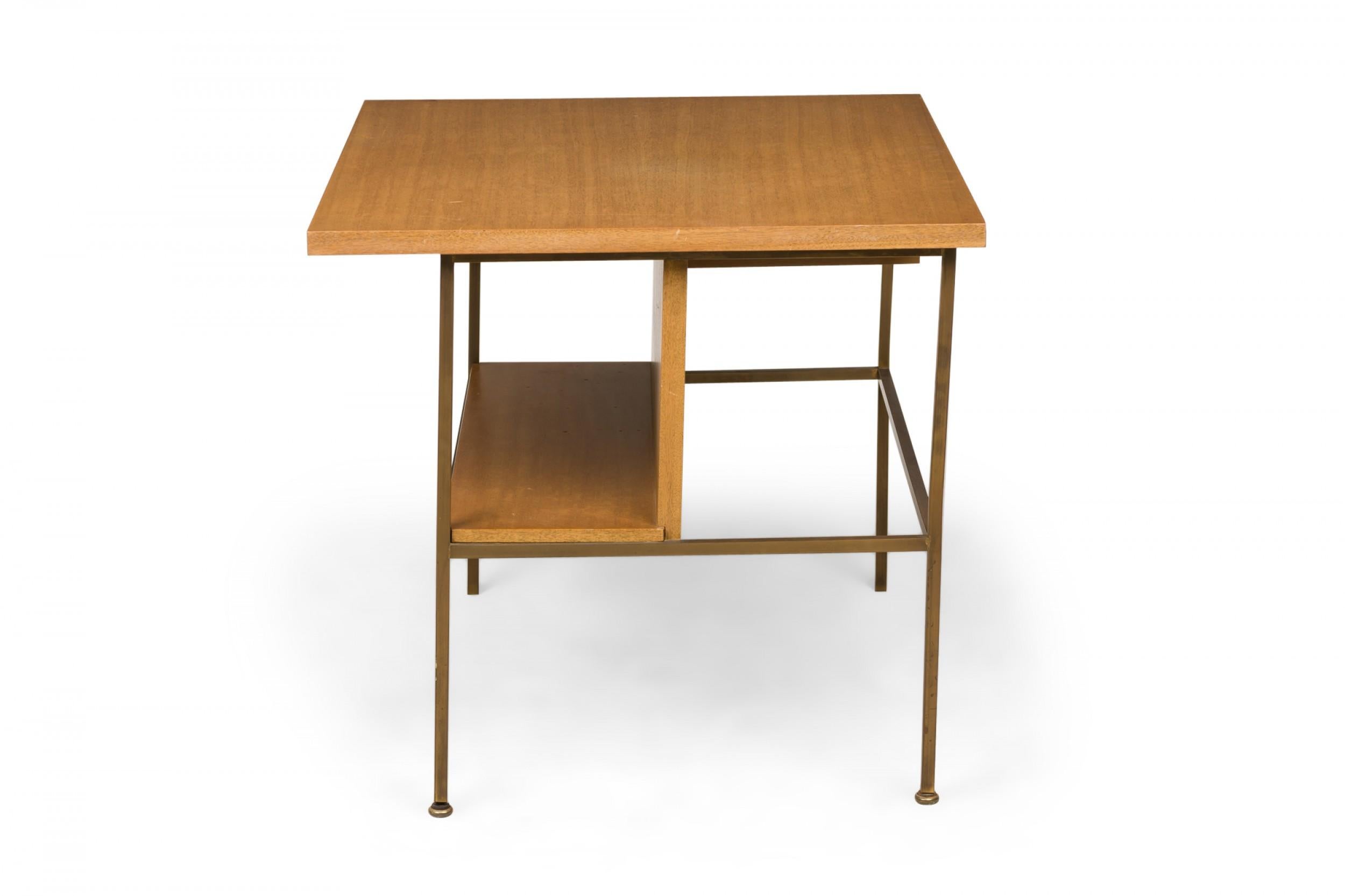 Paul McCobb for Calvin Furniture Company Brass and Wood End / Side Table In Good Condition For Sale In New York, NY