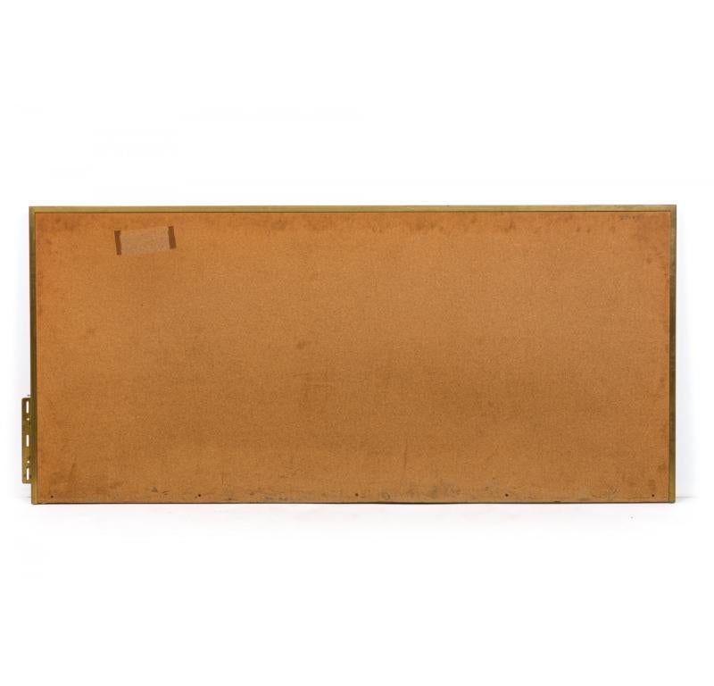 Mid-Century American rectangular brass frame headboard with two rows of walnut reserves, the top divided into six verticals. (PAUL MCCOBB FOR CALVIN FURNITURE COMPANY)

Wear to finish