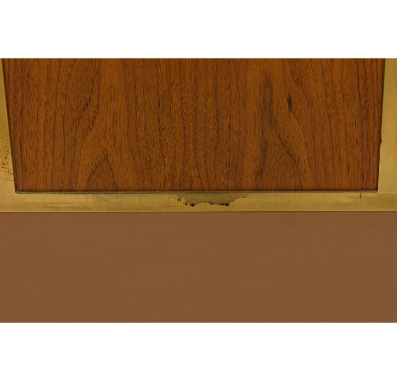 American Paul McCobb for Calvin Furniture Company Brass & Walnut King-Size Headboard For Sale