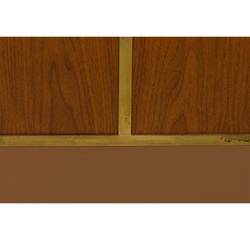 20th Century Paul McCobb for Calvin Furniture Company Brass & Walnut King-Size Headboard For Sale