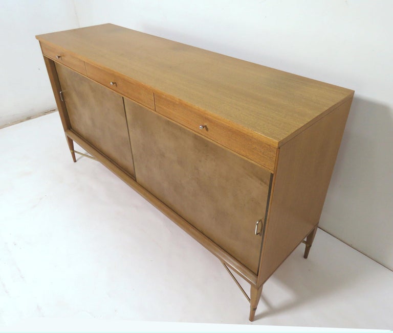 Paul Mccobb For Calvin Furniture Credenza With Brass Stretchers