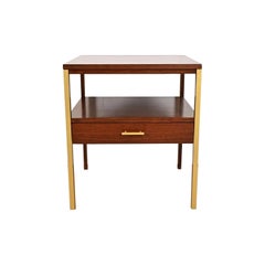 Paul McCobb for Calvin Furniture Linear Group Walnut Two-Tier Nightstand, Newly