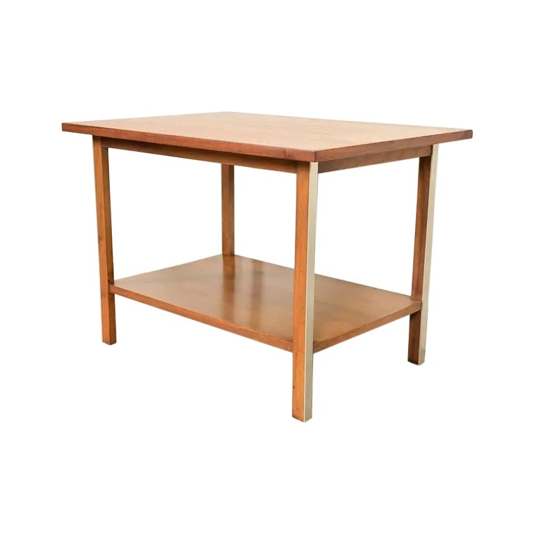 Paul McCobb for Calvin Furniture Linear Group Walnut Two-Tier Side Table, 1950s For Sale
