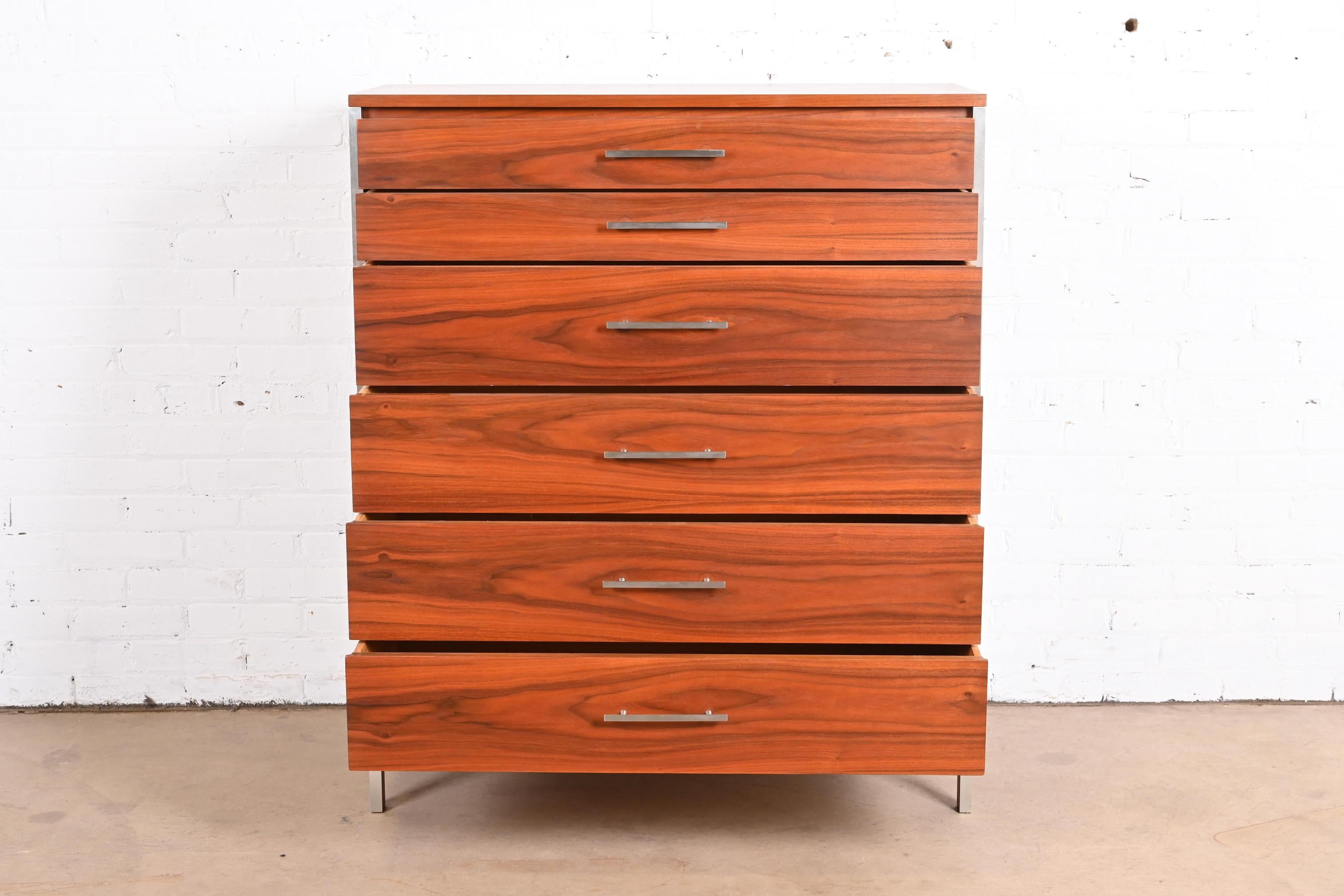 Aluminum Paul McCobb for Calvin Furniture Mid-Century Modern Walnut Highboy Dresser