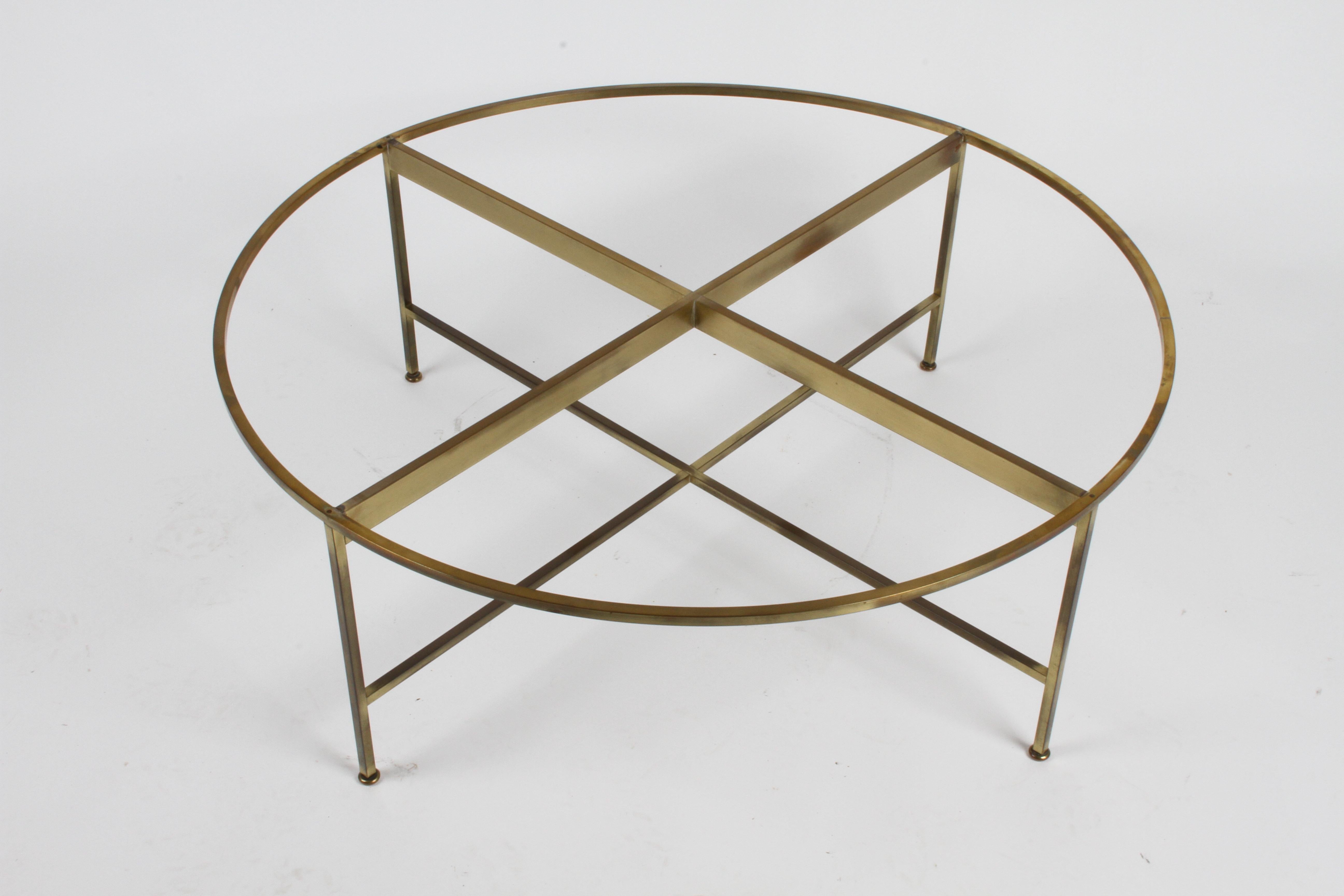 Paul McCobb for Calvin Furniture Round Calacatta Marble Top & Brass Coffee Table For Sale 4