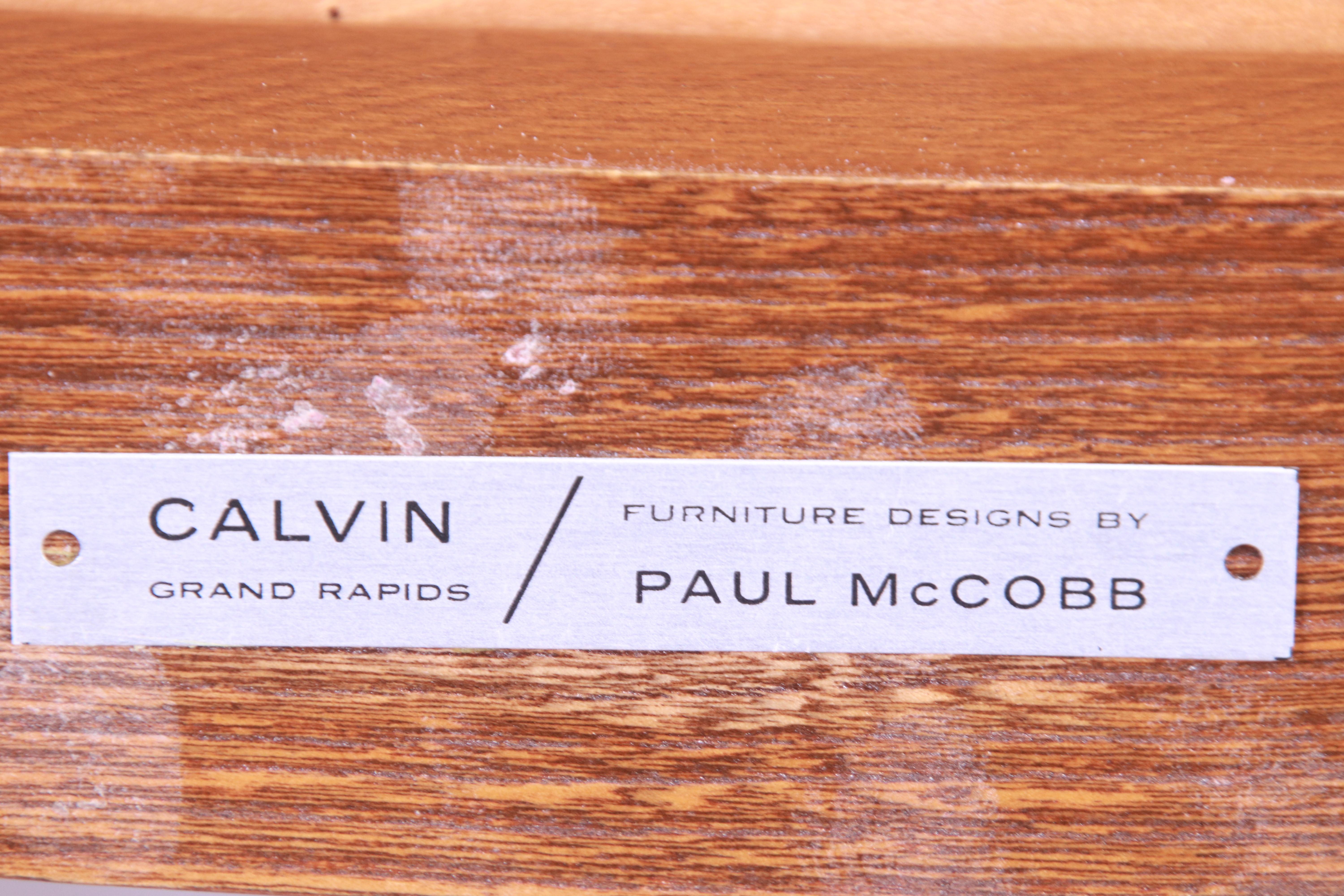 Paul McCobb for Calvin Furniture Sculpted Walnut Dining Chairs, Newly Refinished 4