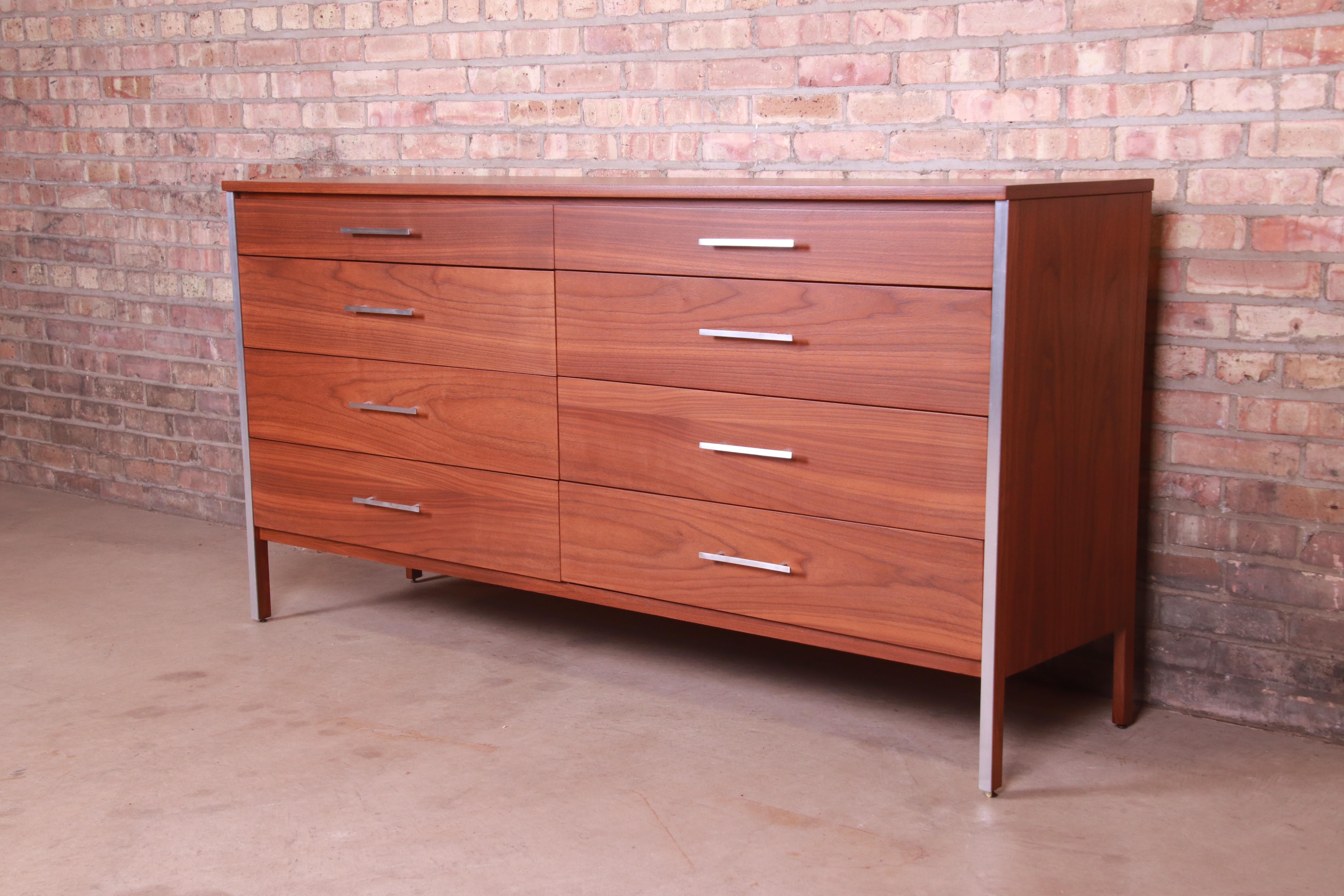 Paul McCobb for Calvin Furniture Walnut Dresser or Credenza, Newly Refinished In Good Condition In South Bend, IN