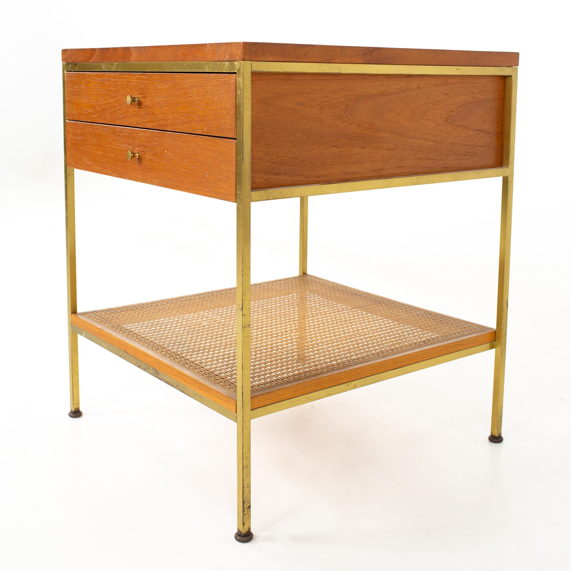 American Paul McCobb for Calvin Group Mid Century Oak and Brass Nightstand