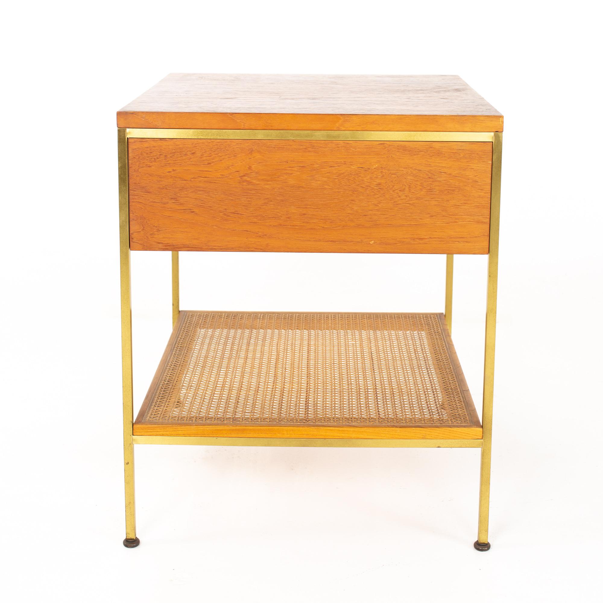 Paul McCobb for Calvin Group Mid Century Oak and Brass Nightstand In Good Condition In Countryside, IL