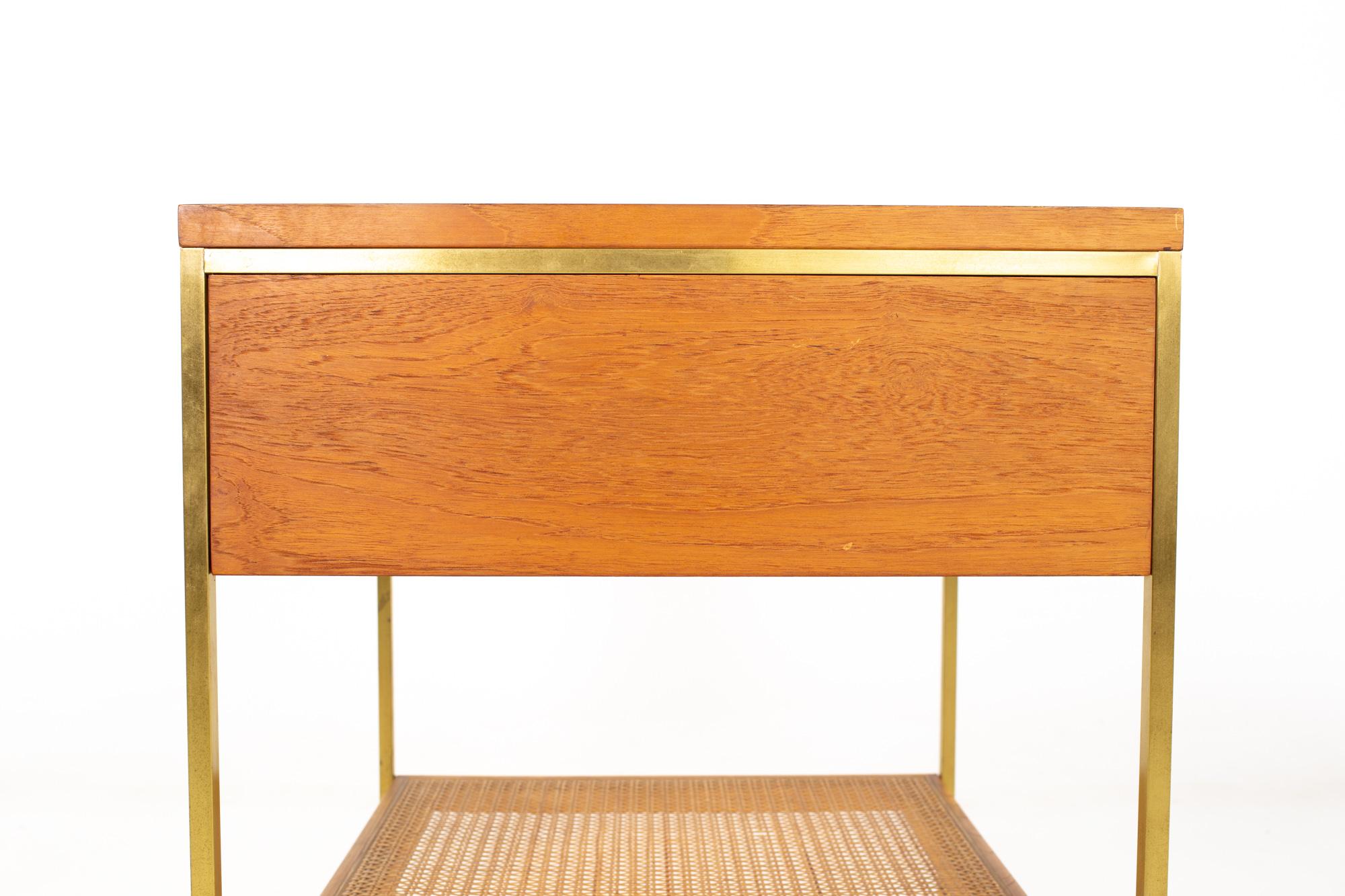 Mid-20th Century Paul McCobb for Calvin Group Mid Century Oak and Brass Nightstand