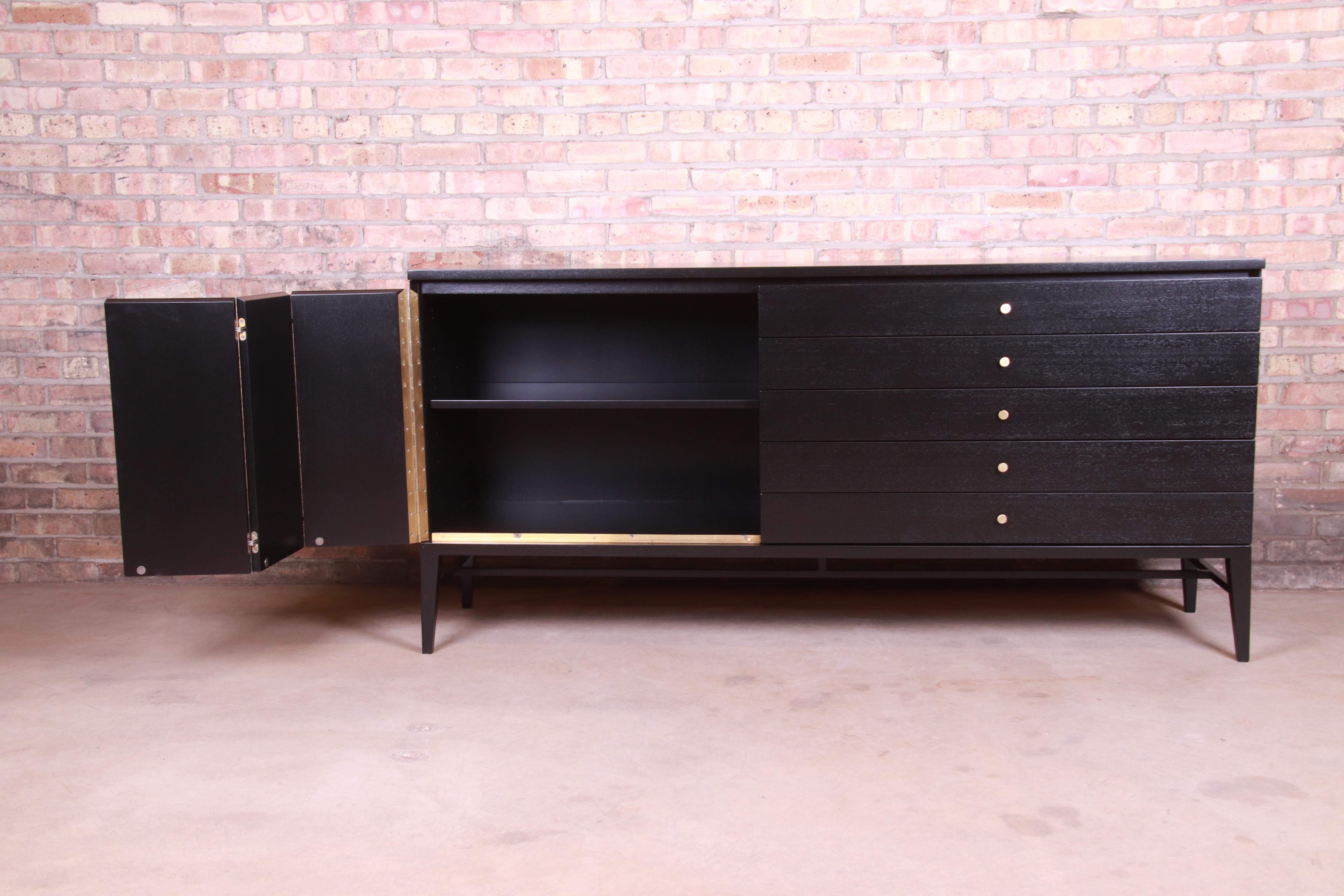 Paul McCobb for Calvin Irwin Collection Black Lacquered Credenza, Refinished 3