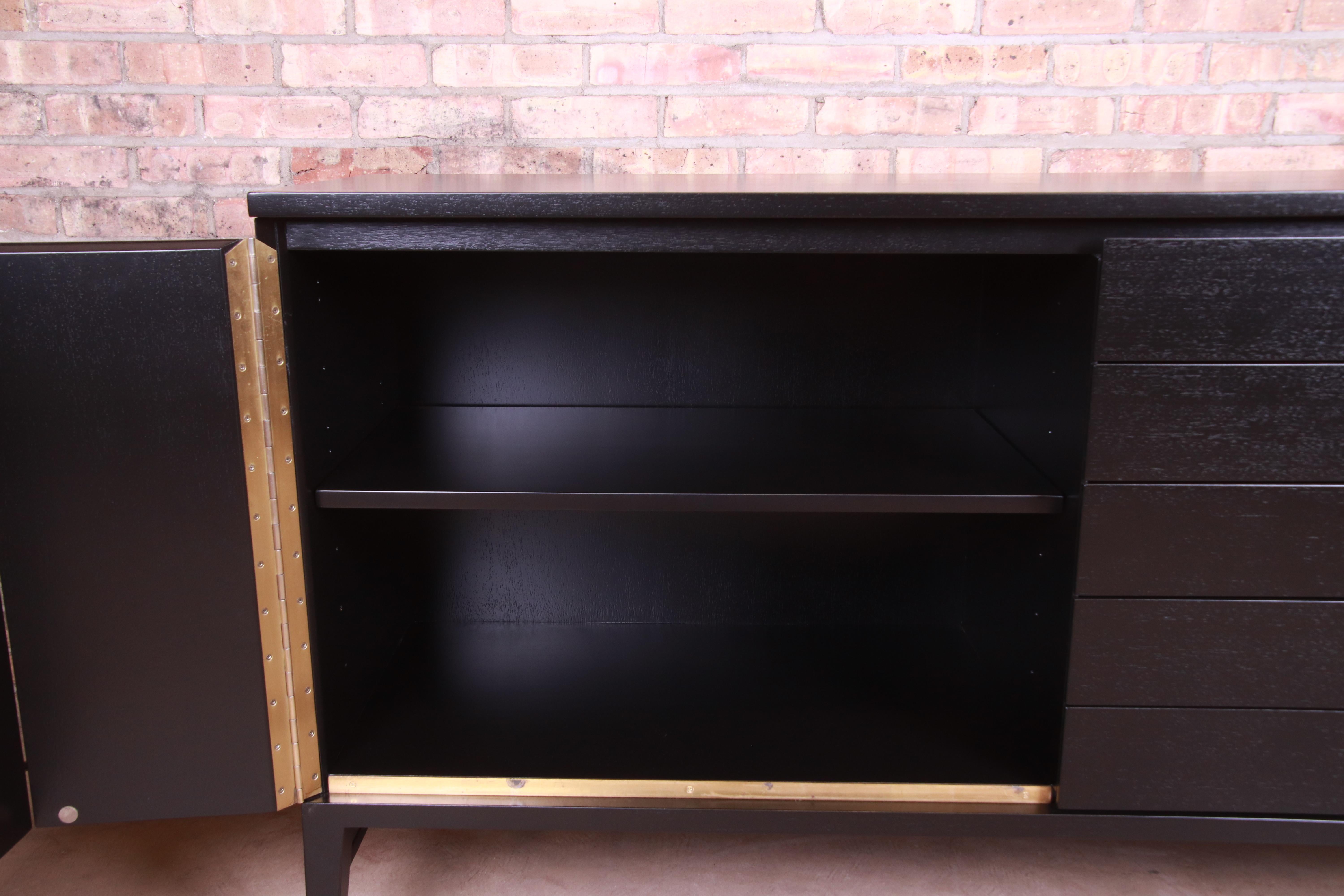 Paul McCobb for Calvin Irwin Collection Black Lacquered Credenza, Refinished 4