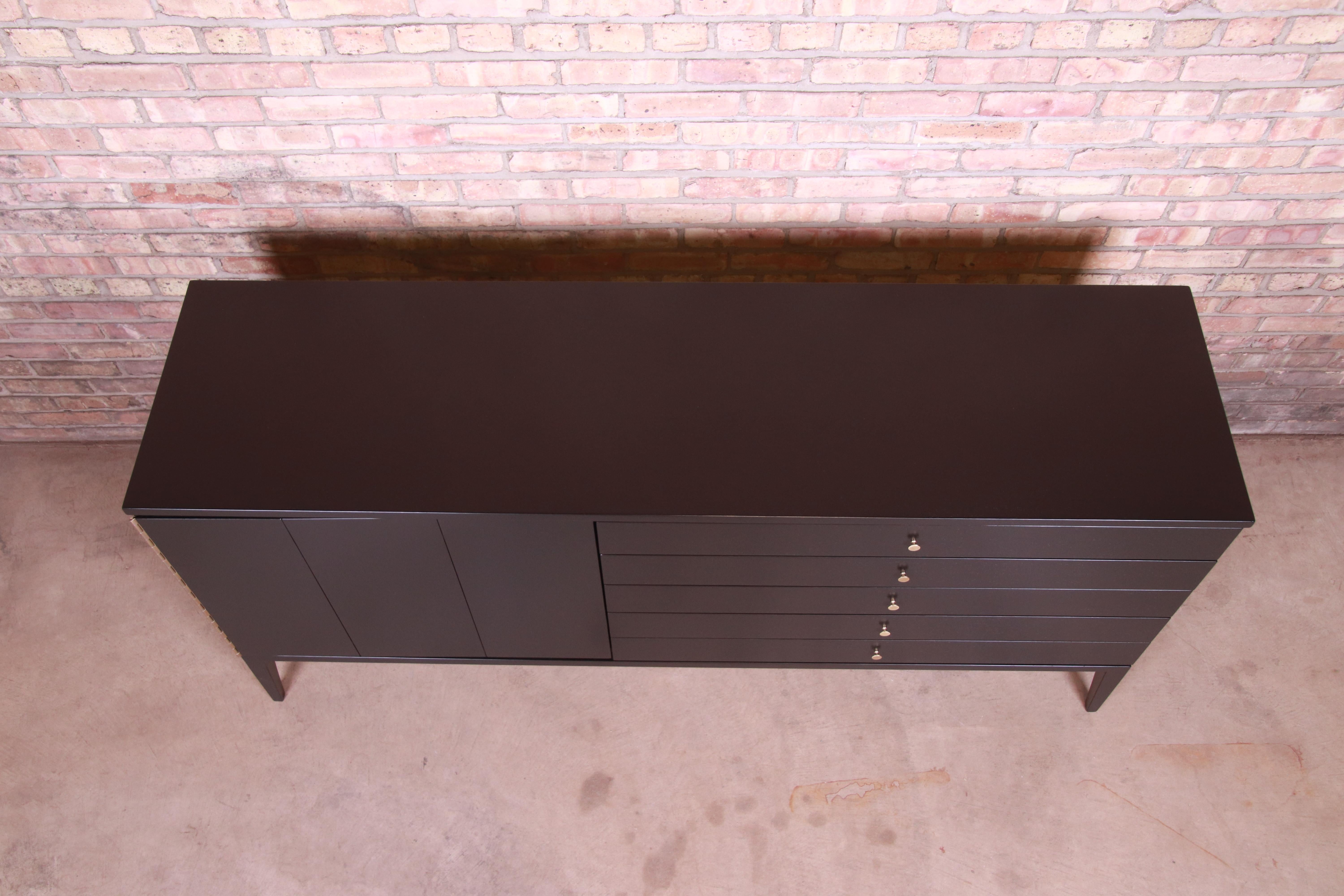 Paul McCobb for Calvin Irwin Collection Black Lacquered Credenza, Refinished 5