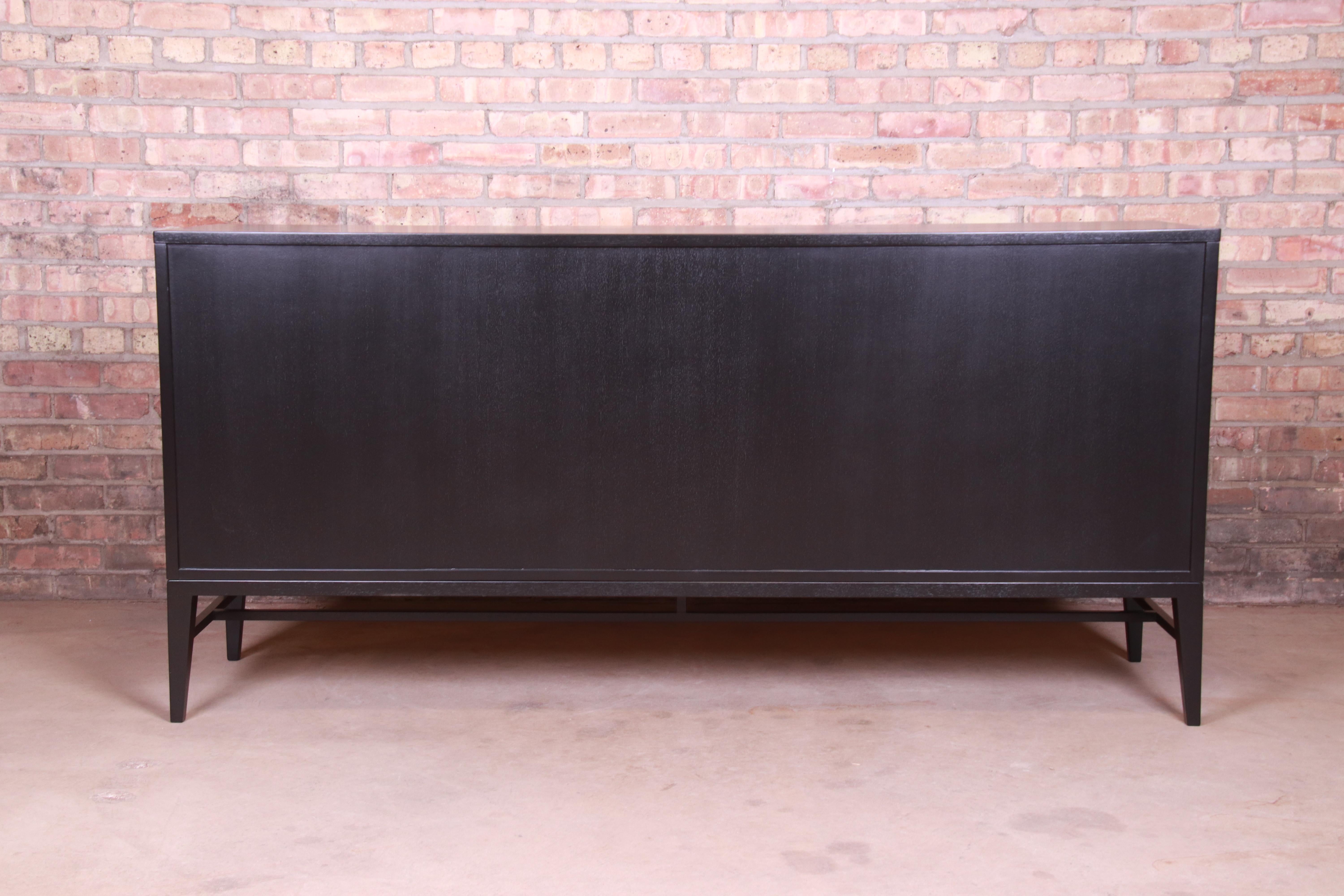 Paul McCobb for Calvin Irwin Collection Black Lacquered Credenza, Refinished 7