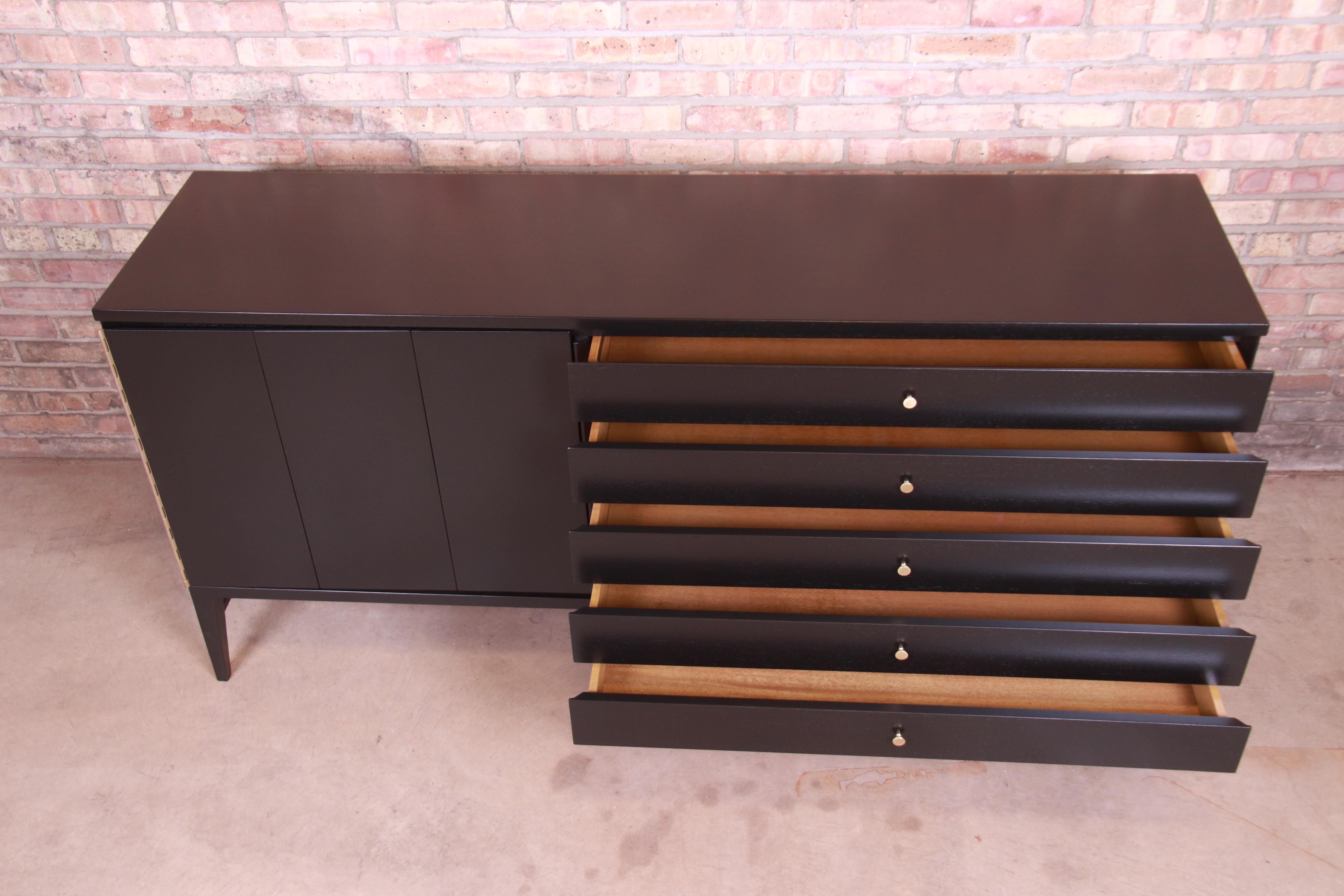 Mid-20th Century Paul McCobb for Calvin Irwin Collection Black Lacquered Credenza, Refinished