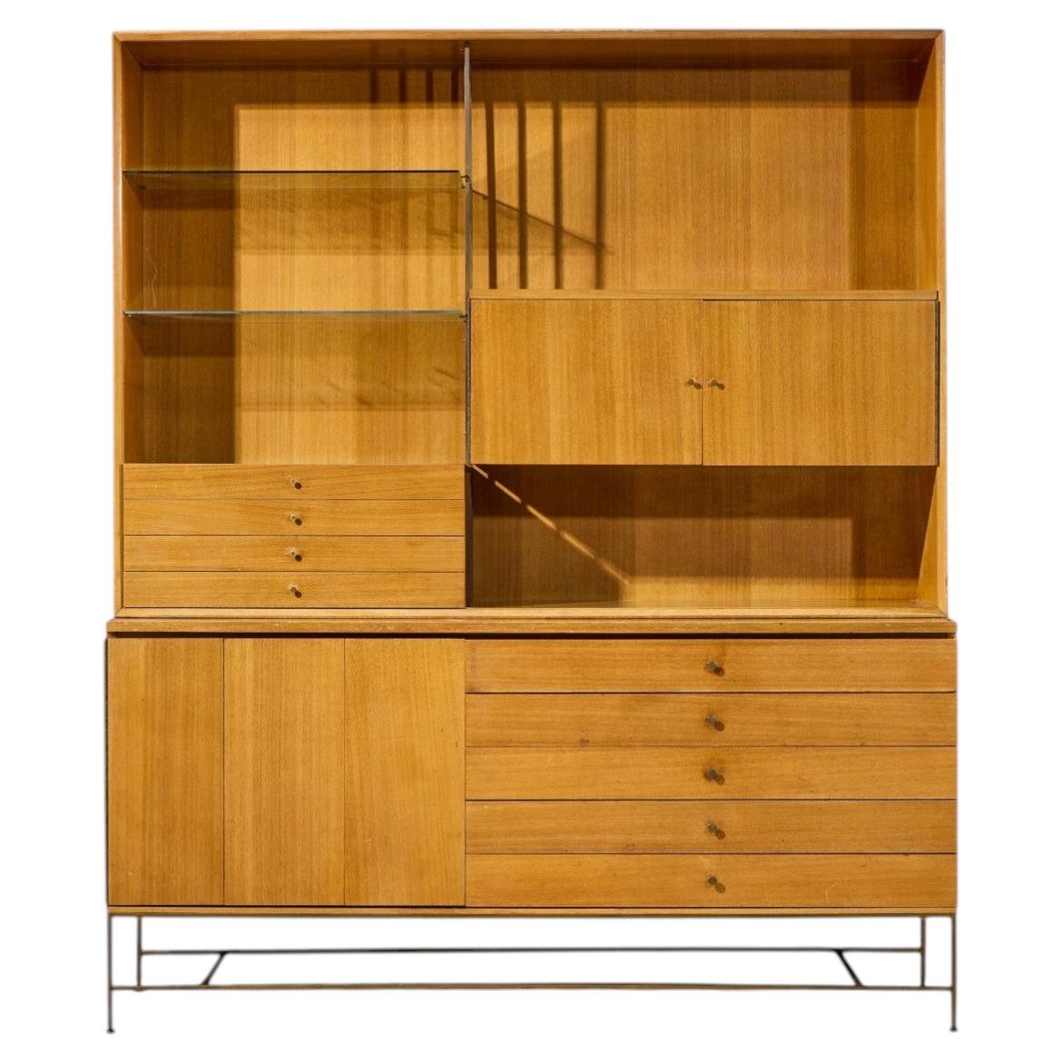 Paul McCobb for Calvin Irwin Collection Mahogany and Brass Credenza and Hutch