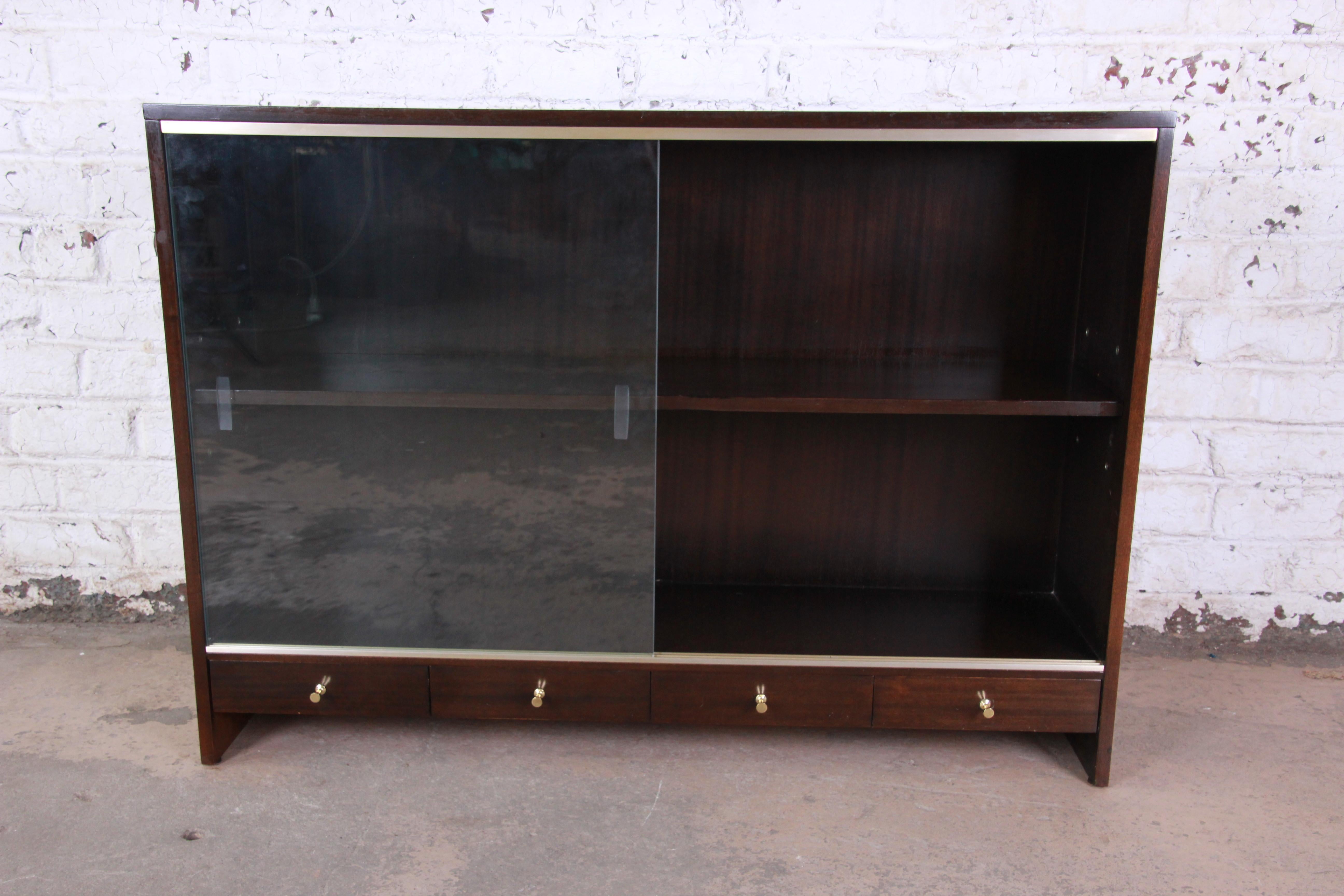 Paul McCobb for Calvin Irwin Collection Mahogany Glass Front Cabinet or Bookcase 3