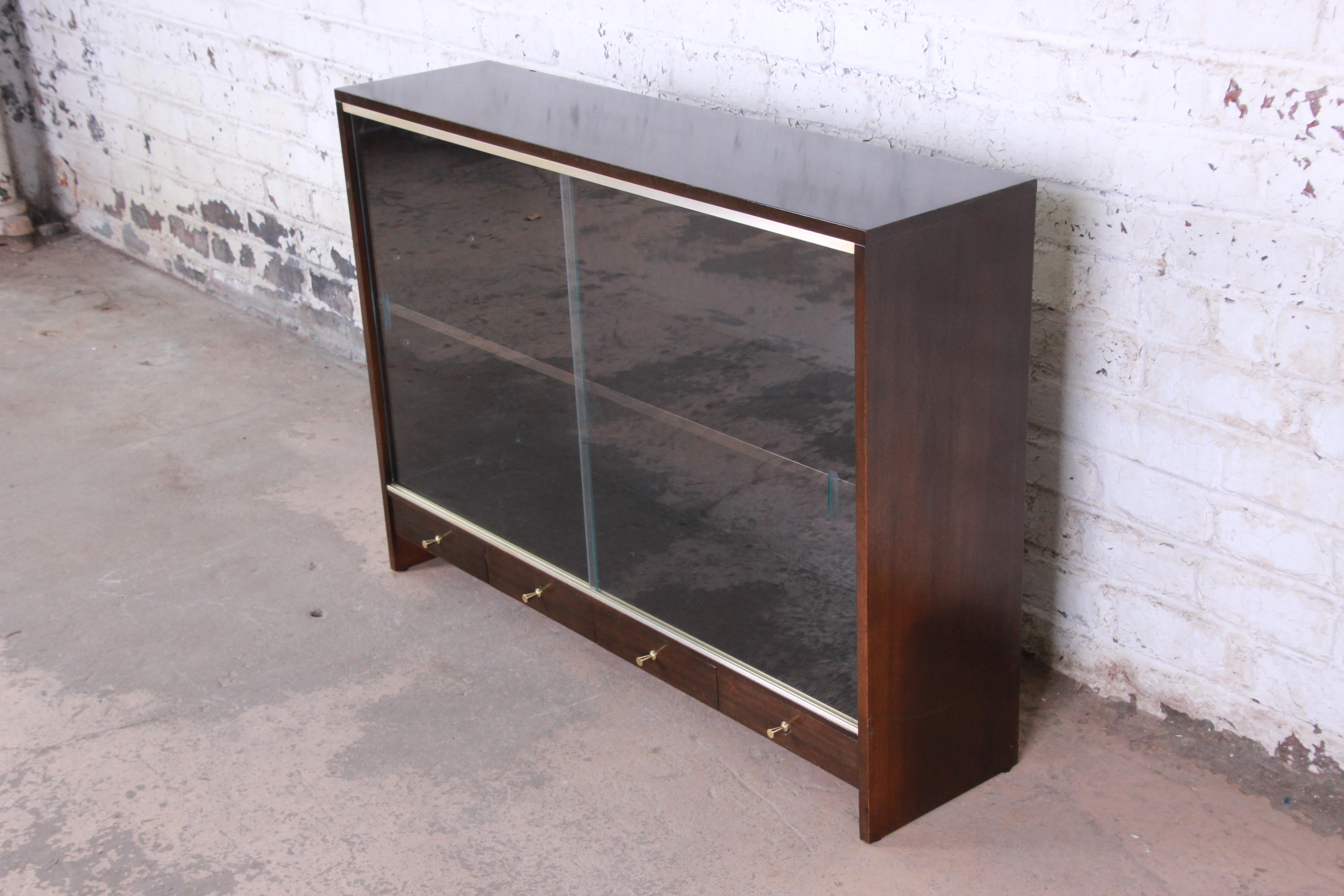 American Paul McCobb for Calvin Irwin Collection Mahogany Glass Front Cabinet or Bookcase
