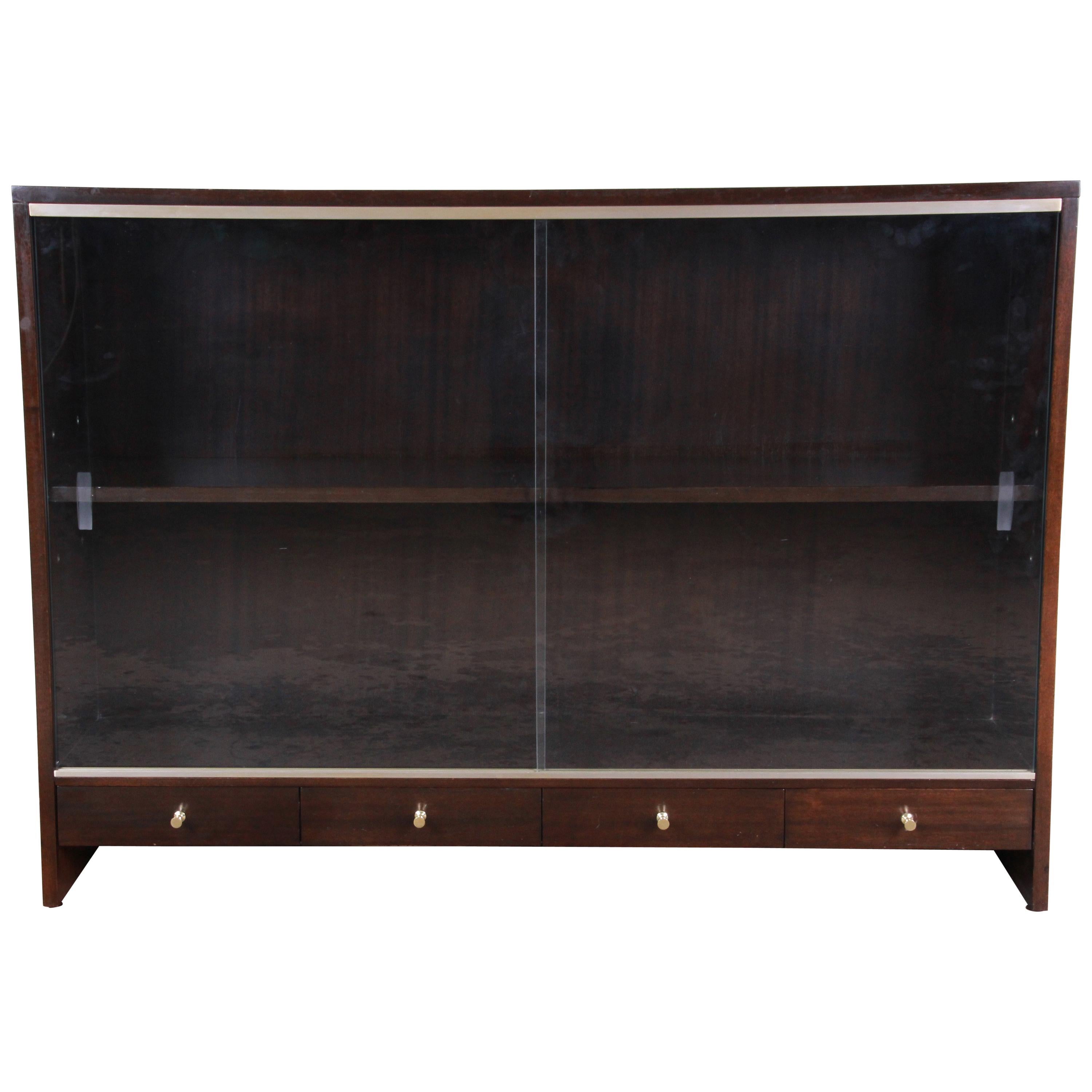 Paul McCobb for Calvin Irwin Collection Mahogany Glass Front Cabinet or Bookcase