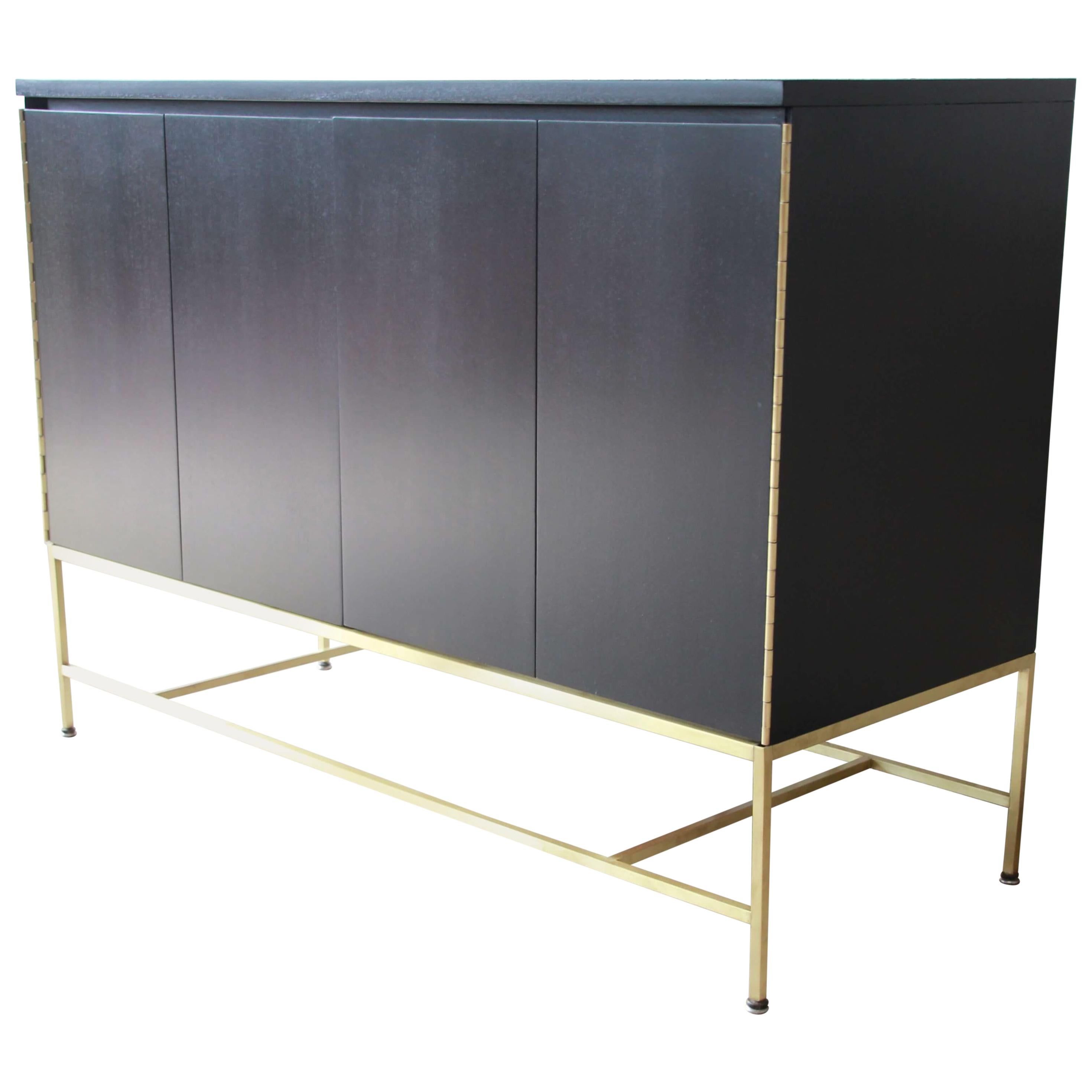 Paul McCobb for Calvin "Irwin Collection" Ebonized Mahogany and Brass Sideboard 