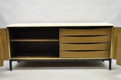 Paul McCobb for Calvin Irwin Travertine Top Black Mahogany Sideboard Credenza