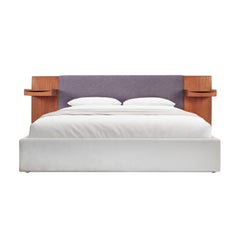 Paul McCobb for Calvin Irwin Upholstered King Size bed Teak Headboard, C 1950