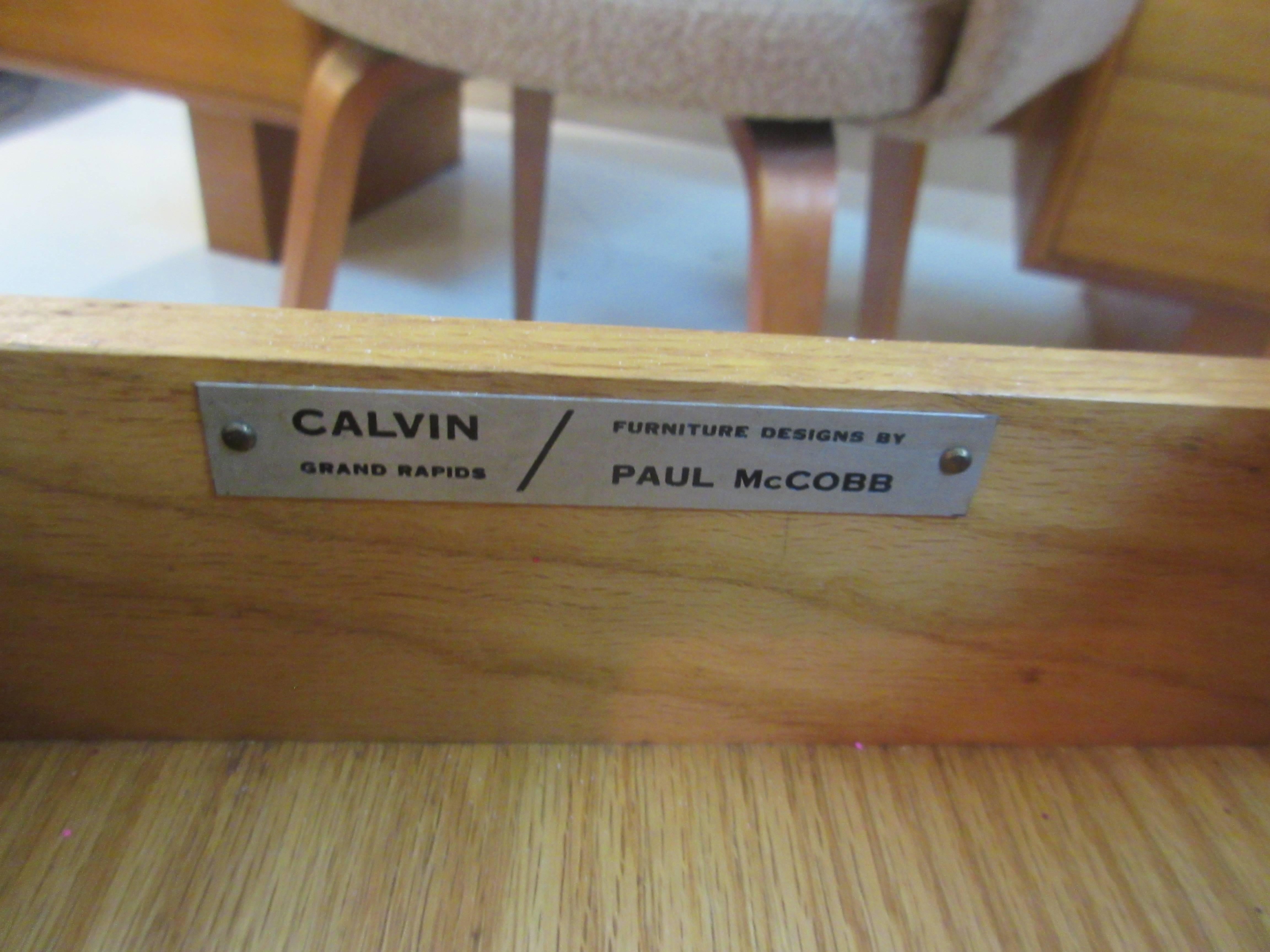 Paul McCobb for Calvin Lamp Table with Rattan Shelf In Excellent Condition In Philadelphia, PA