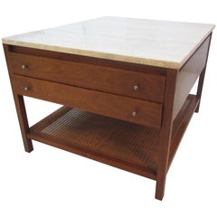 Paul McCobb for Calvin Lamp Table with Rattan Shelf