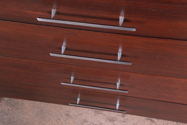 Aluminum Paul McCobb for Calvin Linear Group Four-Drawer Chest of Drawers, Refinished For Sale