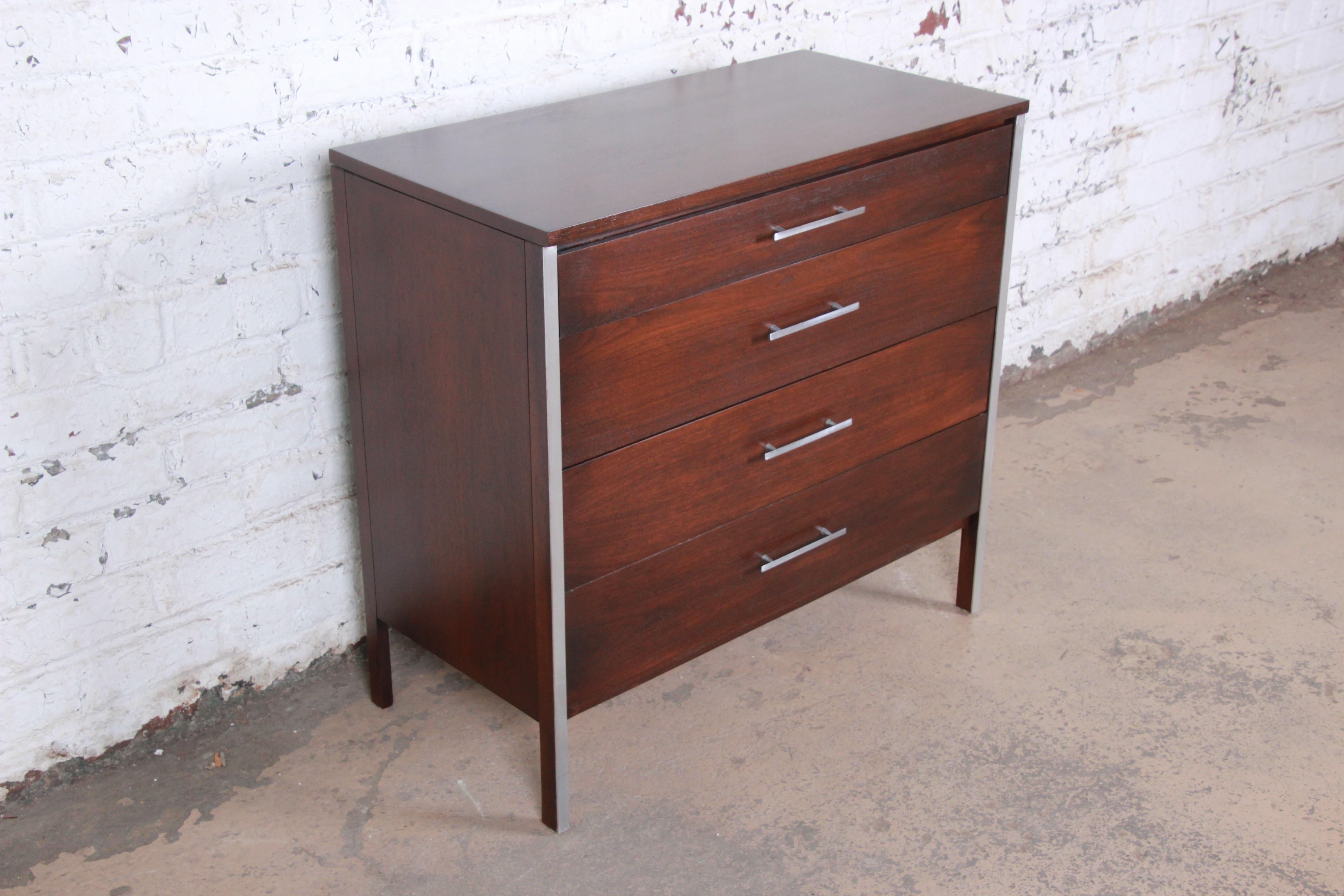 Paul McCobb for Calvin Linear Group Four-Drawer Chest of Drawers, Refinished 1