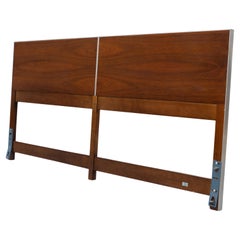 Paul McCobb for Calvin "Linear Group" King Size Headboard Walnut & Aluminum