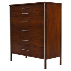 Paul McCobb for Calvin "Linear Group" Tall Dresser Chest Cabinet 6-Drawer Walnut