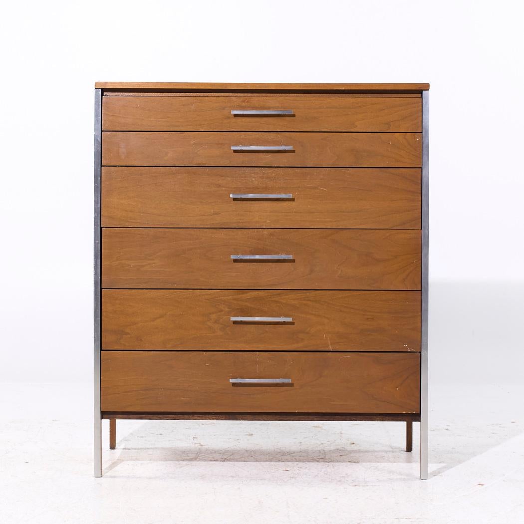 Paul McCobb for Calvin Linear Mid Century Walnut and Aluminum Highboy Dresser

This highboy measures: 38 wide x 18 deep x 45 inches high

We take our photos in a controlled lighting studio to show as much detail as possible. We do not Photoshop out