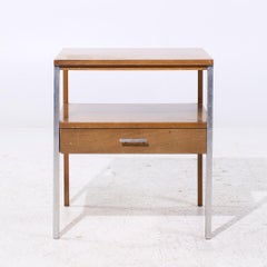 Paul McCobb for Calvin Linear Mid Century Walnut and Aluminum Nightstand