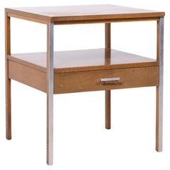 Paul McCobb for Calvin Linear Mid Century Walnut and Aluminum Nightstand
